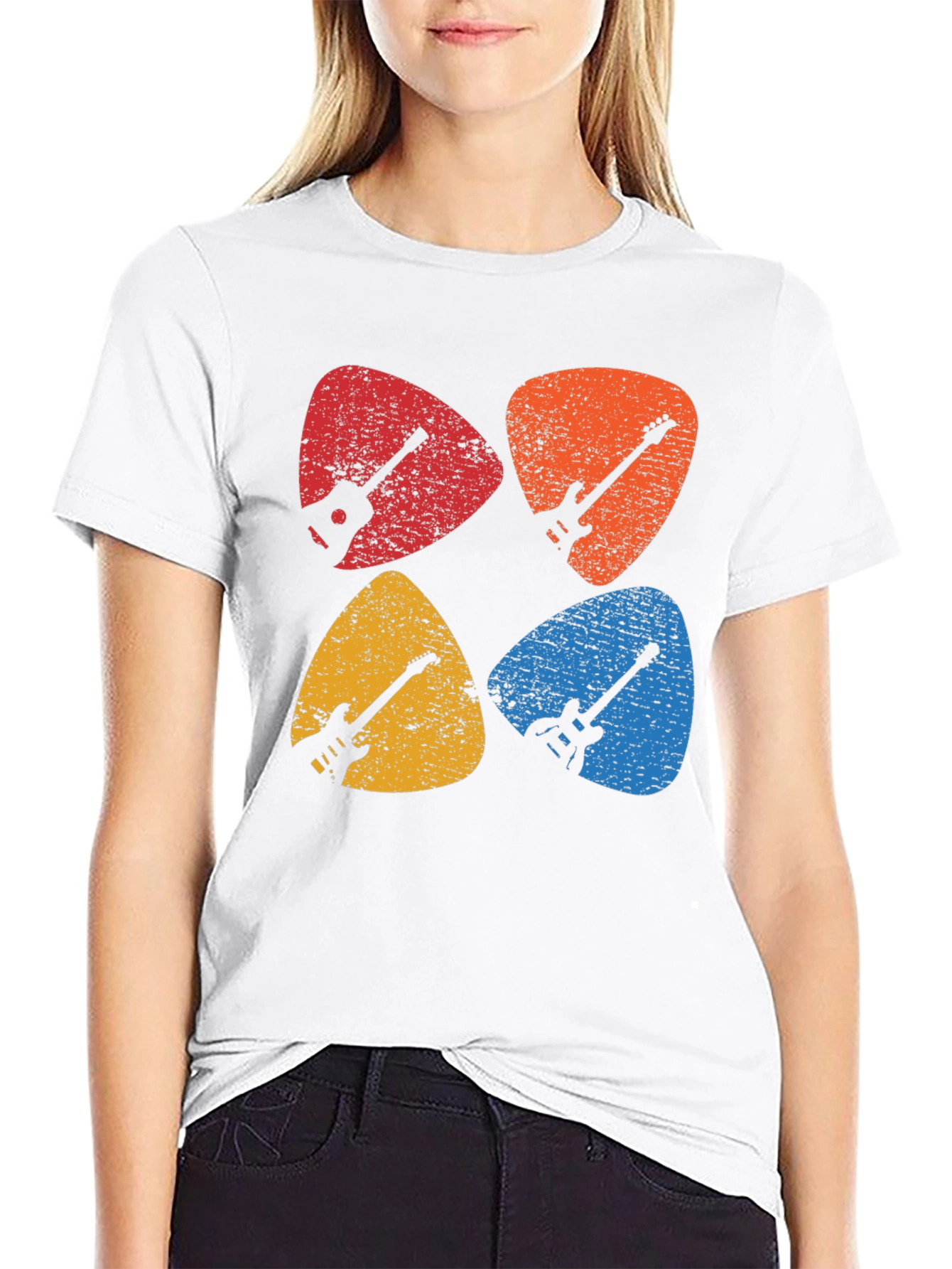 Retro Guitar Pick T-Shirt - Musician's Tee - 9