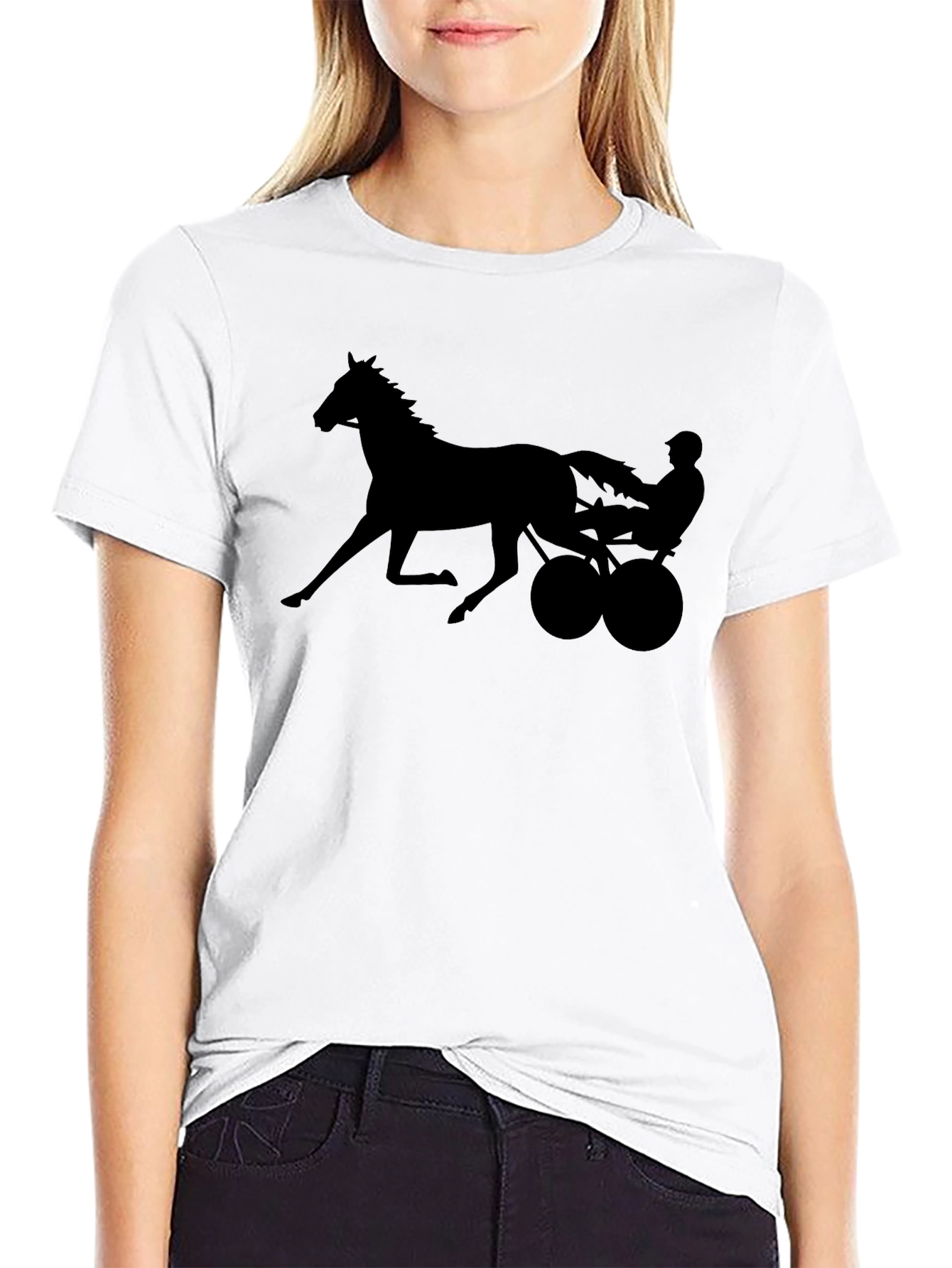 Black Horse and Cart Silhouette Tee - Black view 9