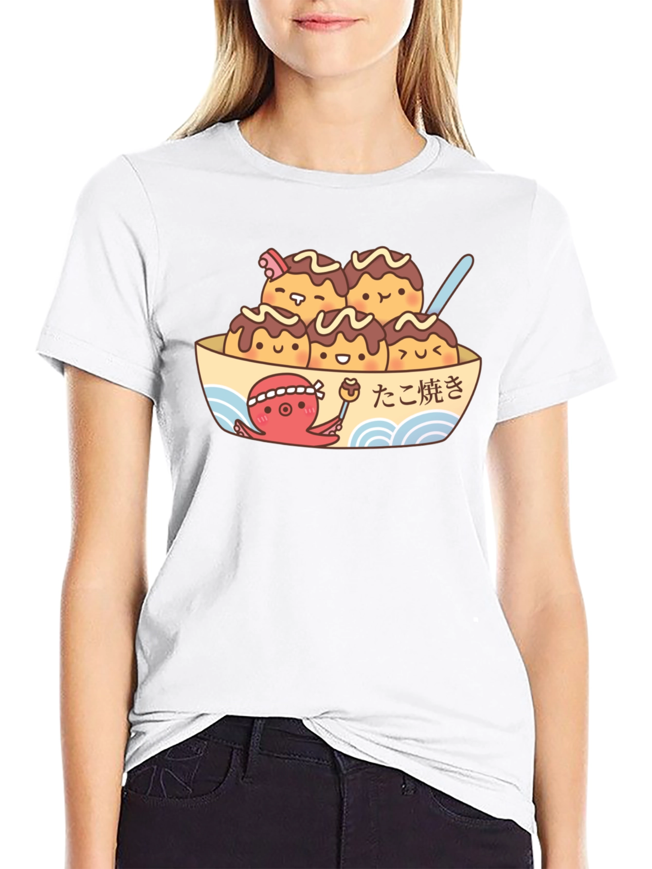 Black Cute Takoyaki T-Shirt - Japanese Foodie Apparel view 9