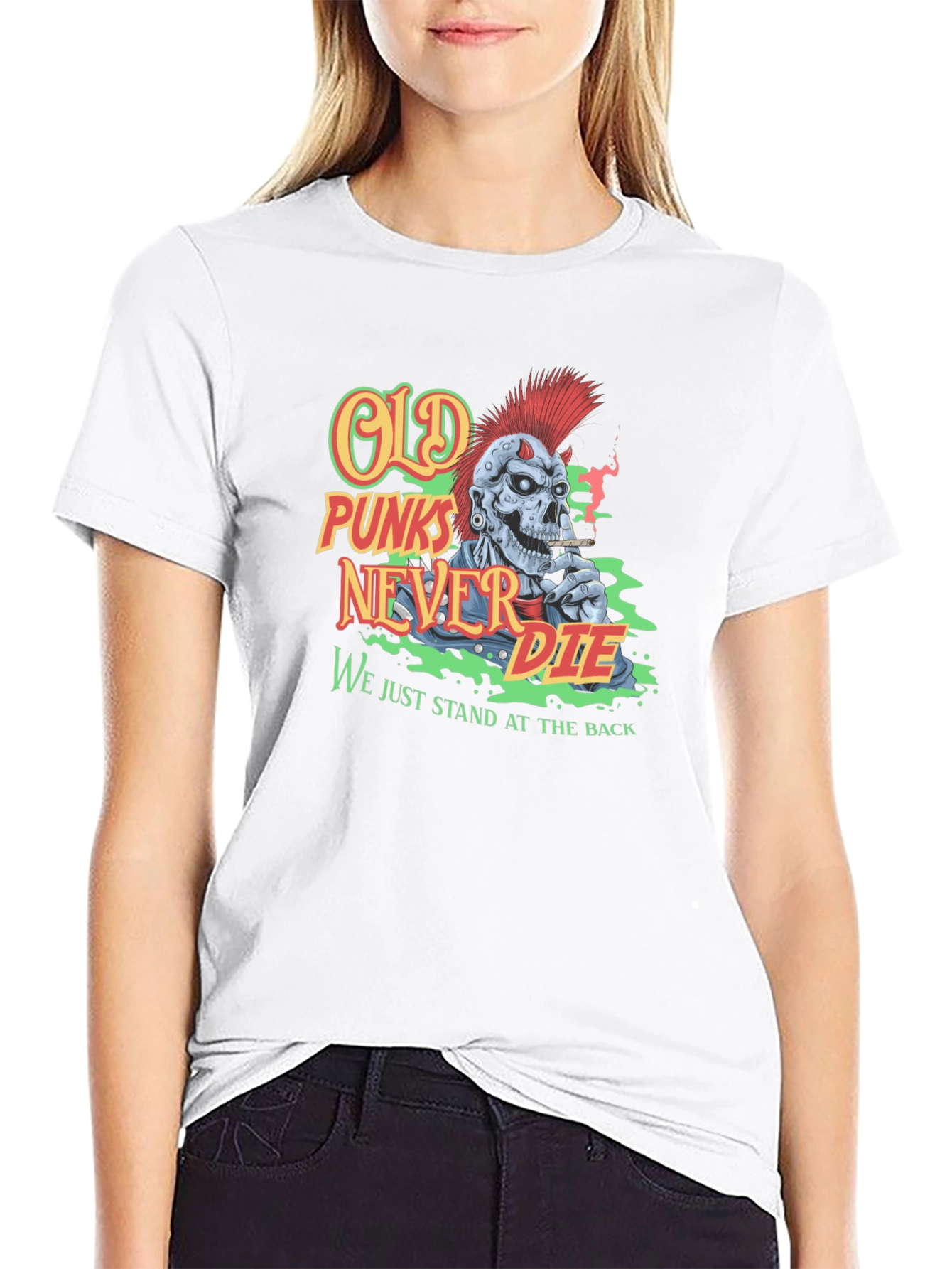 Black Old Punks Never Die Graphic T-Shirt view 9