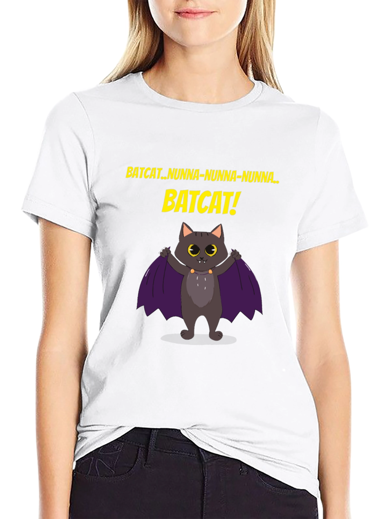 Black Batcat T-Shirt -  Fun Graphic Tee  view 9
