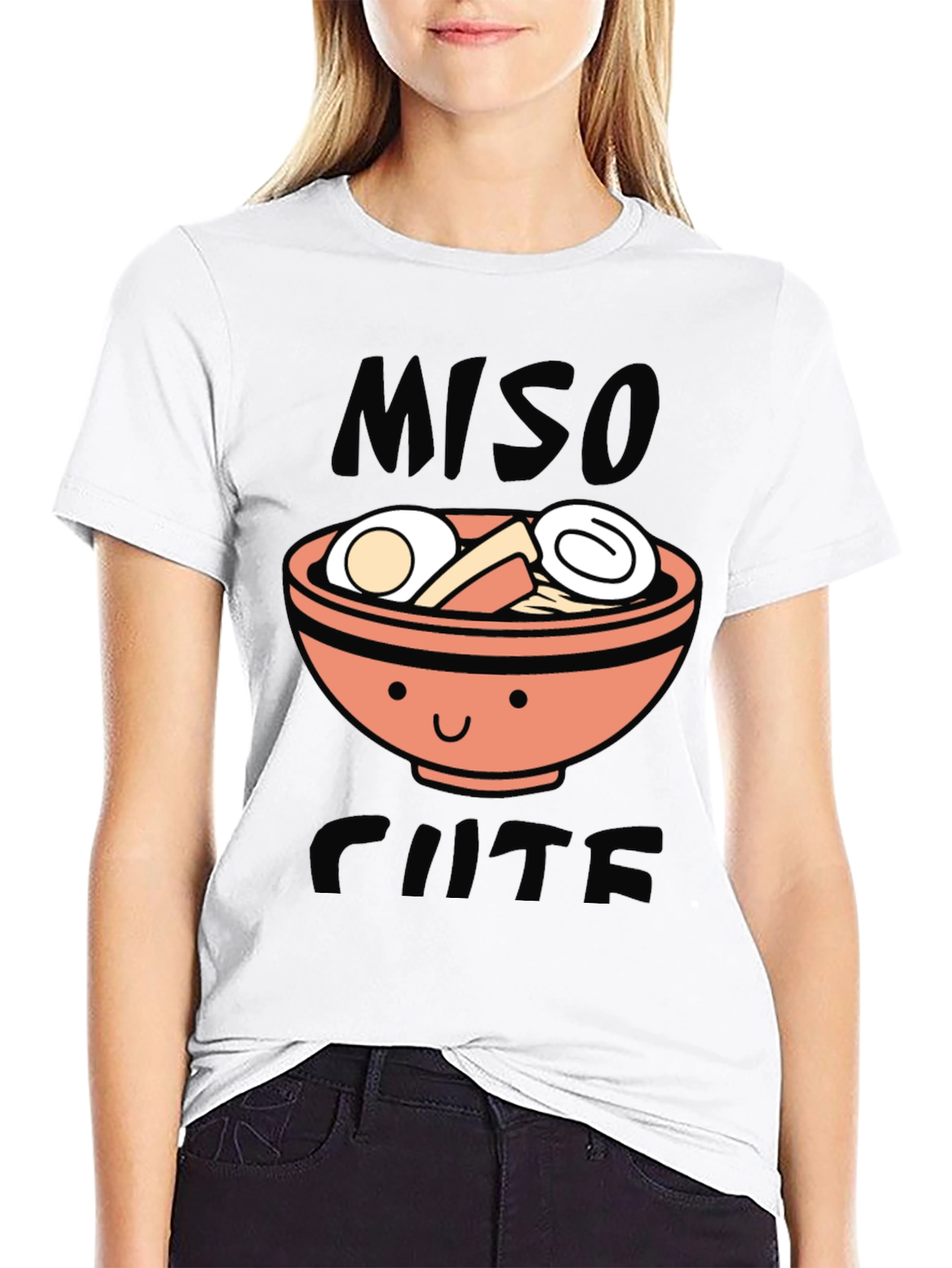 Black Miso Cute Ramen Graphic T-Shirt - Black view 9