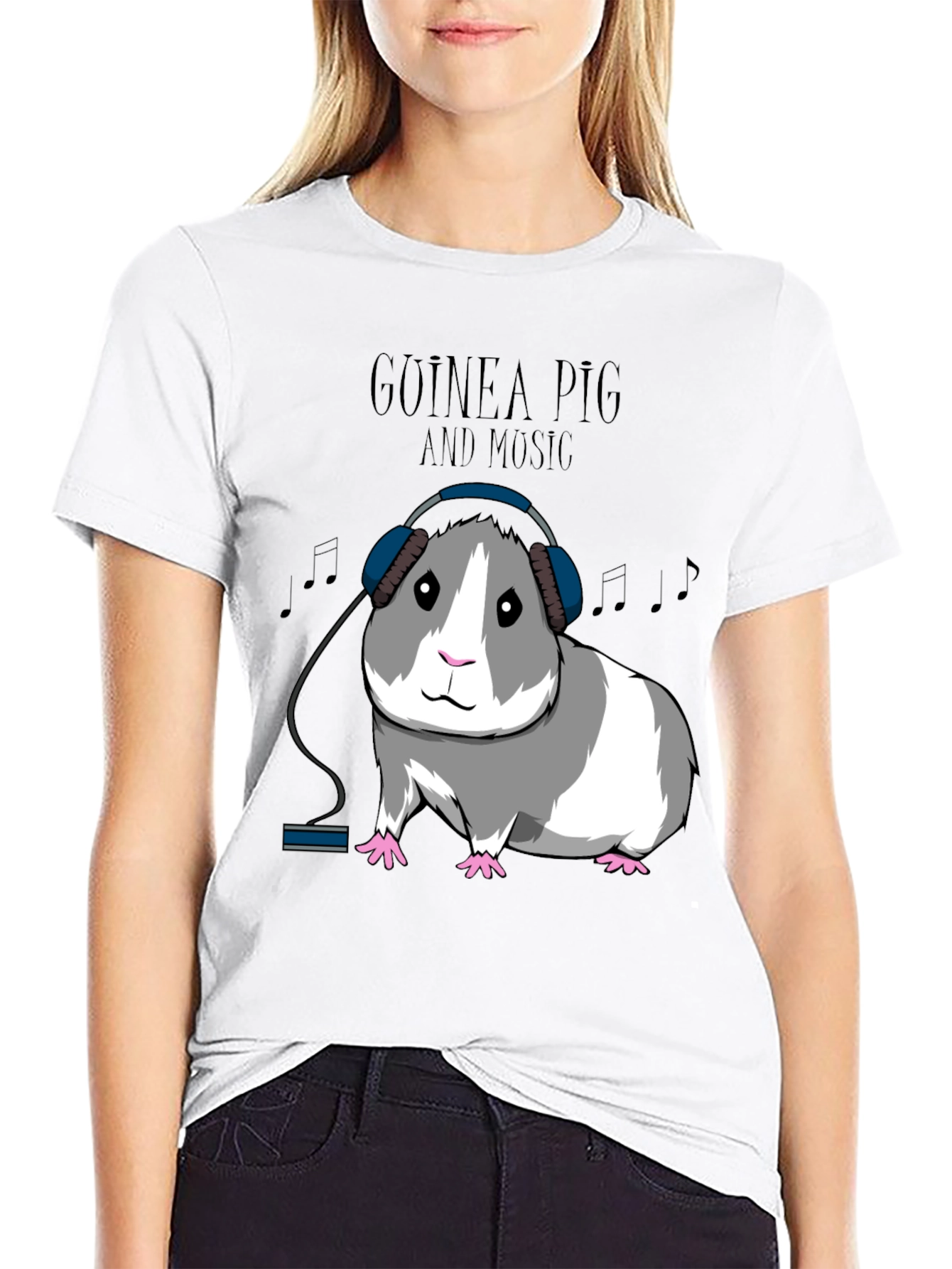 Black Guinea Pig Music T-Shirt view 9