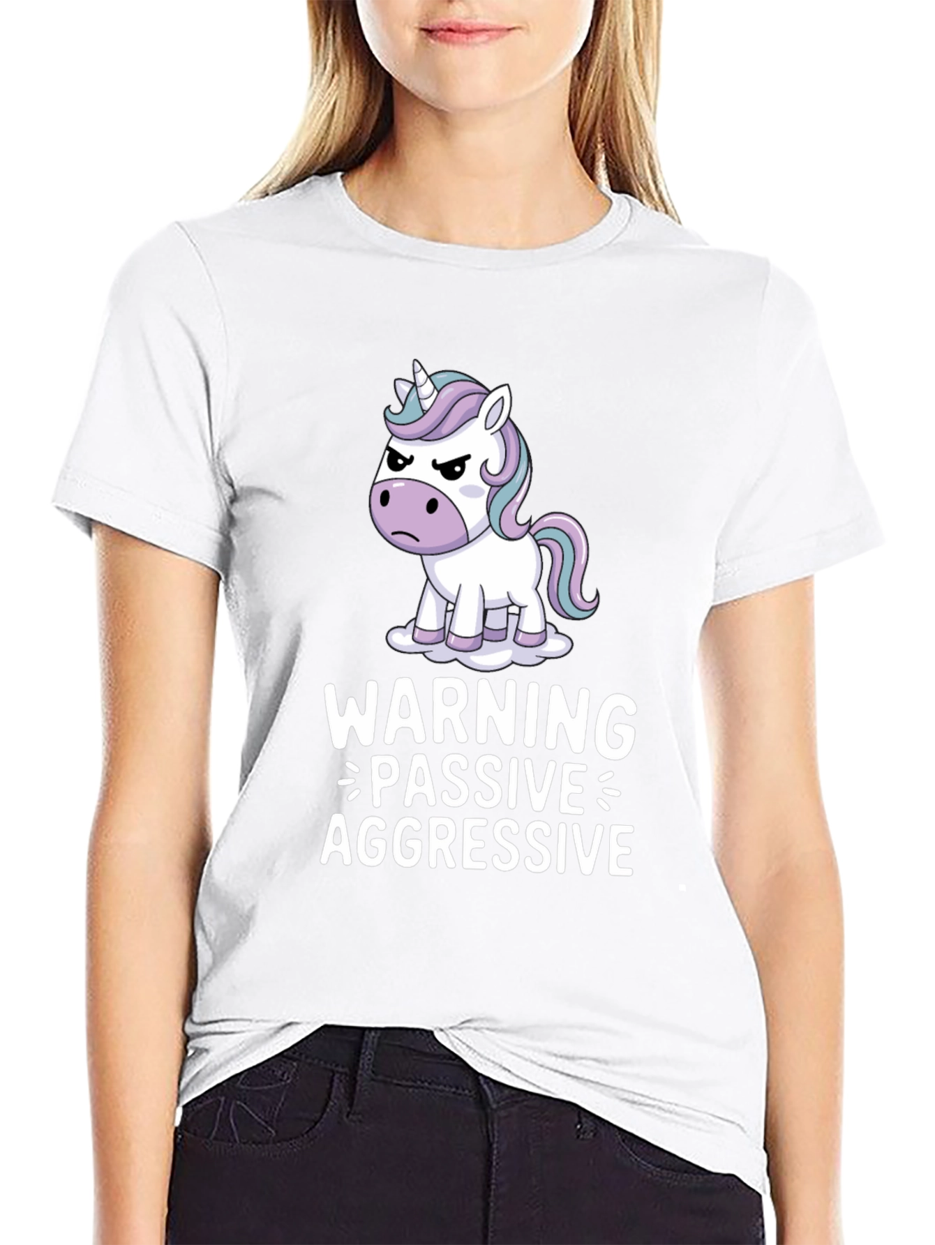 Black Passive Aggressive Unicorn T-Shirt - Funny Graphic Tee view 9