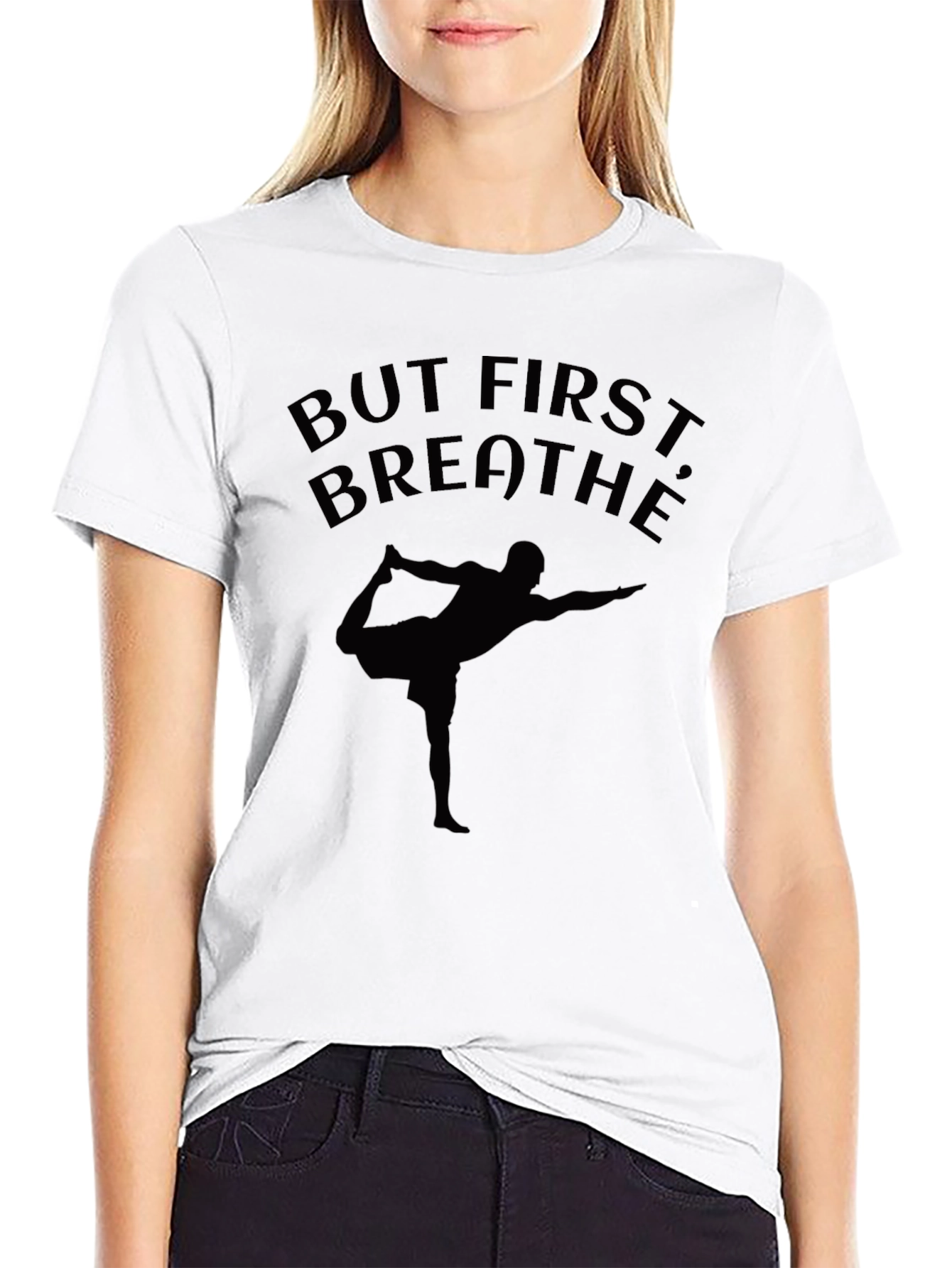 Black But First Breathe Yoga T-Shirt view 9