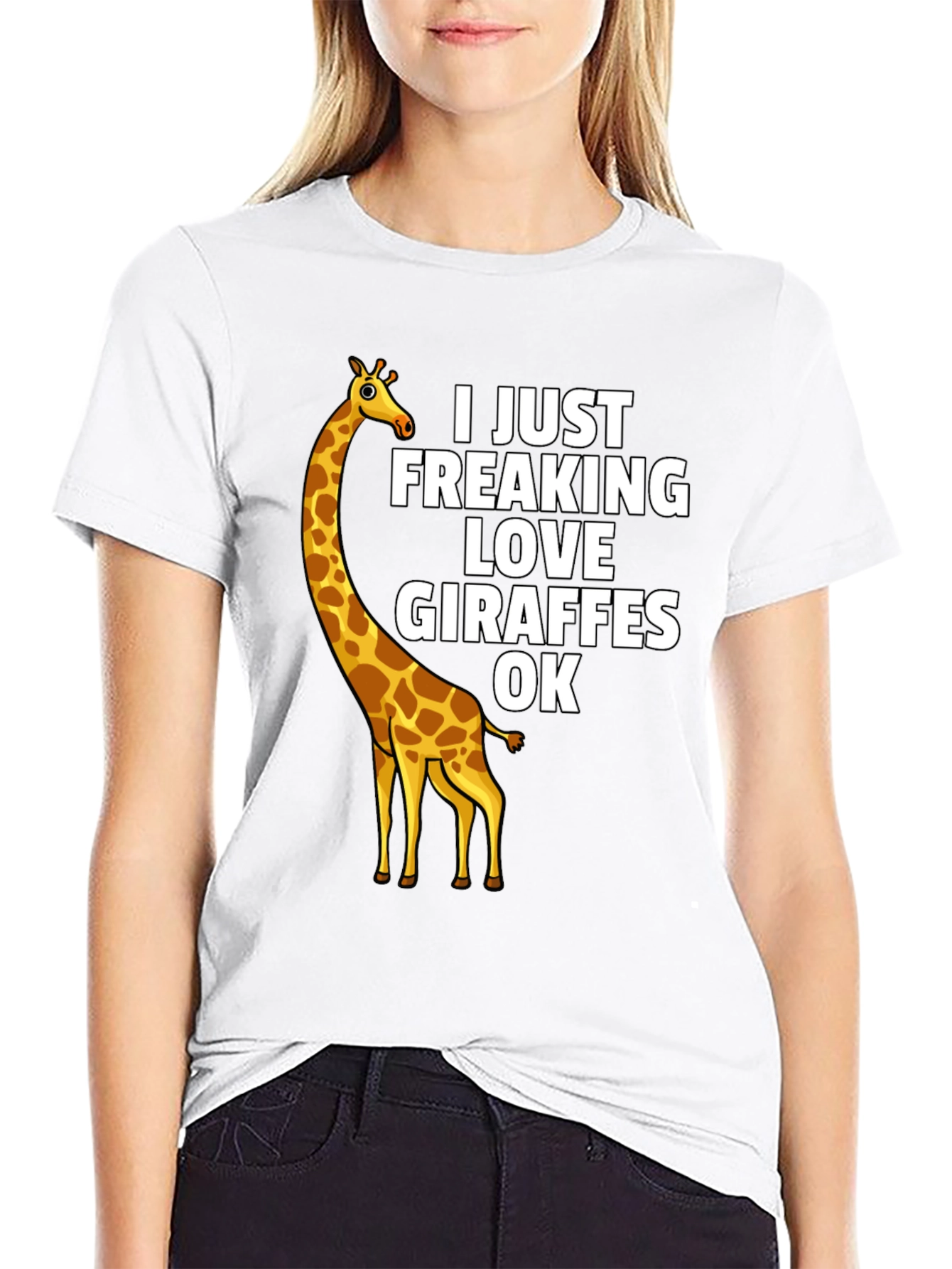 Black I Just Freaking Love Giraffes OK - Graphic T-Shirt view 9
