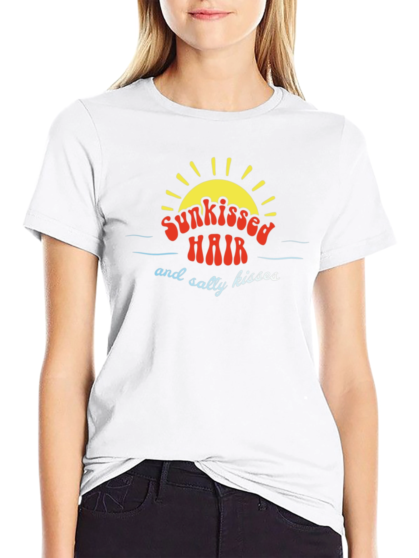 Black Sunkissed Hair T-Shirt - Salty Kisses Summer Tee view 9