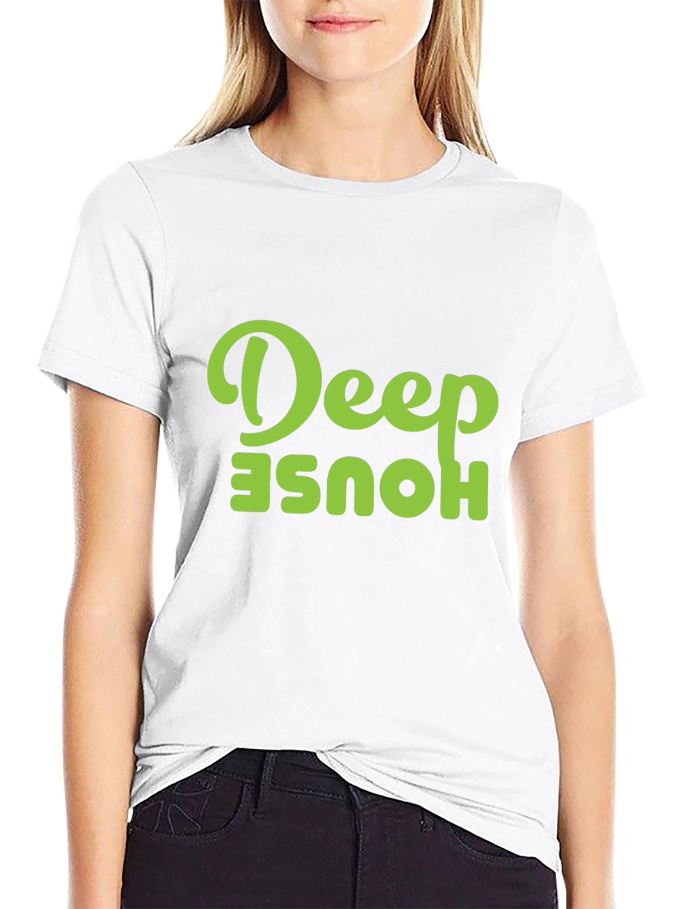 Black Deep House Graphic Tee - Black Cotton T-Shirt view 9