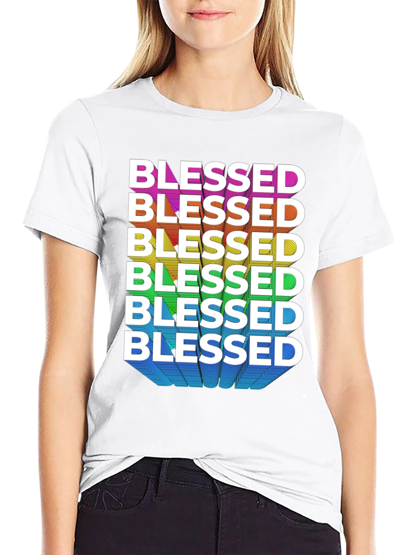 Black Blessed Rainbow Graphic Tee - Black view 9