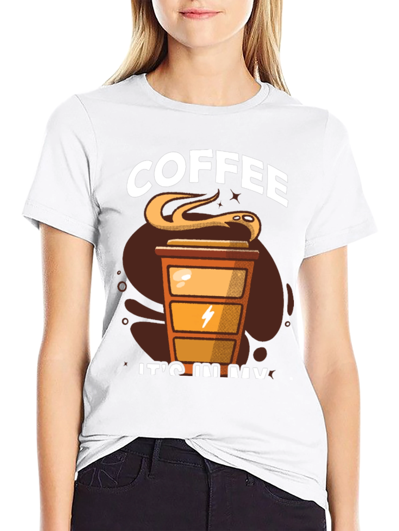 Black Coffee Snake T-Shirt - 'It's In My Veins' Design view 9