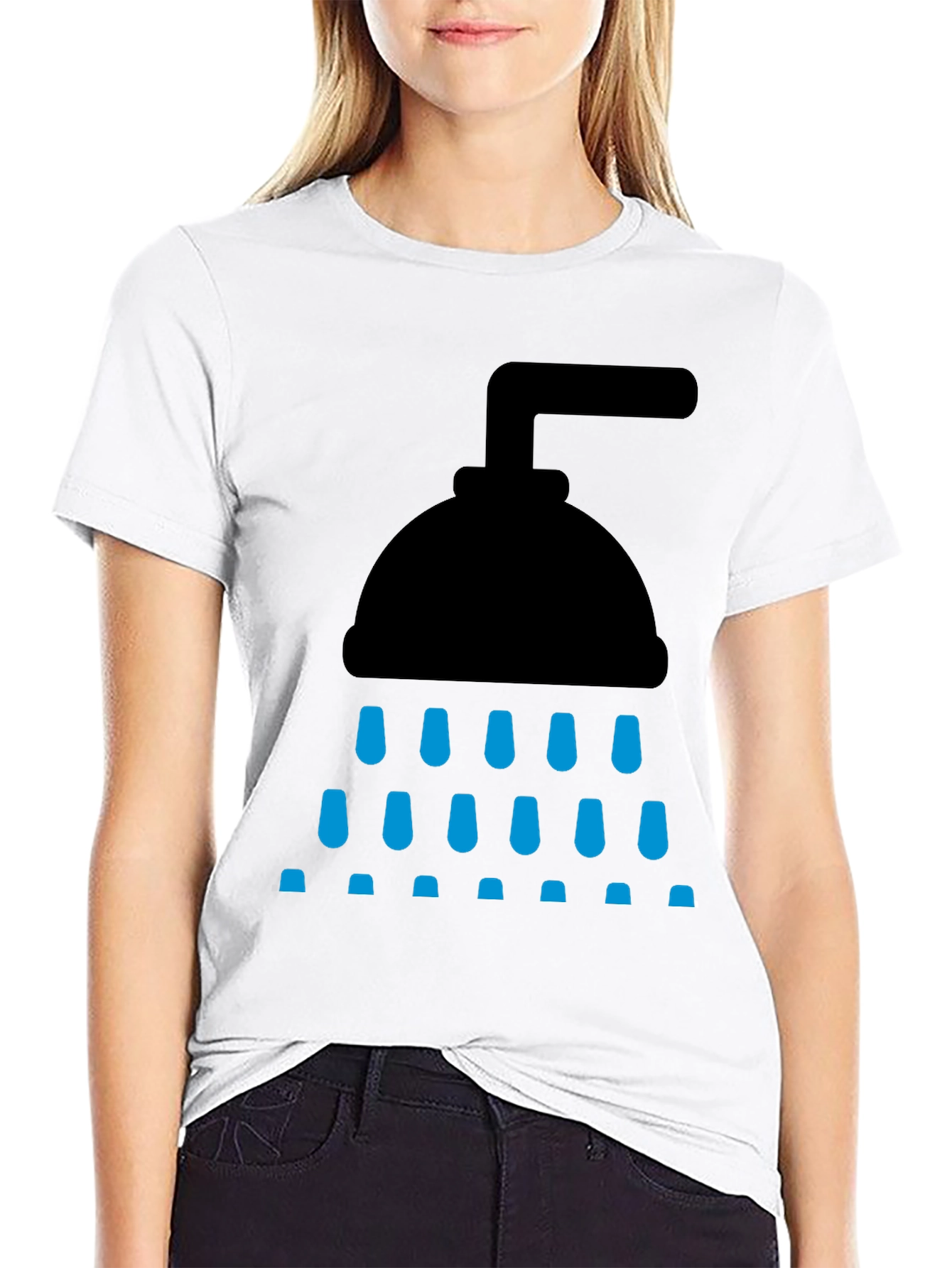 Black Shower Graphic Tee - Black Cotton Blend view 9