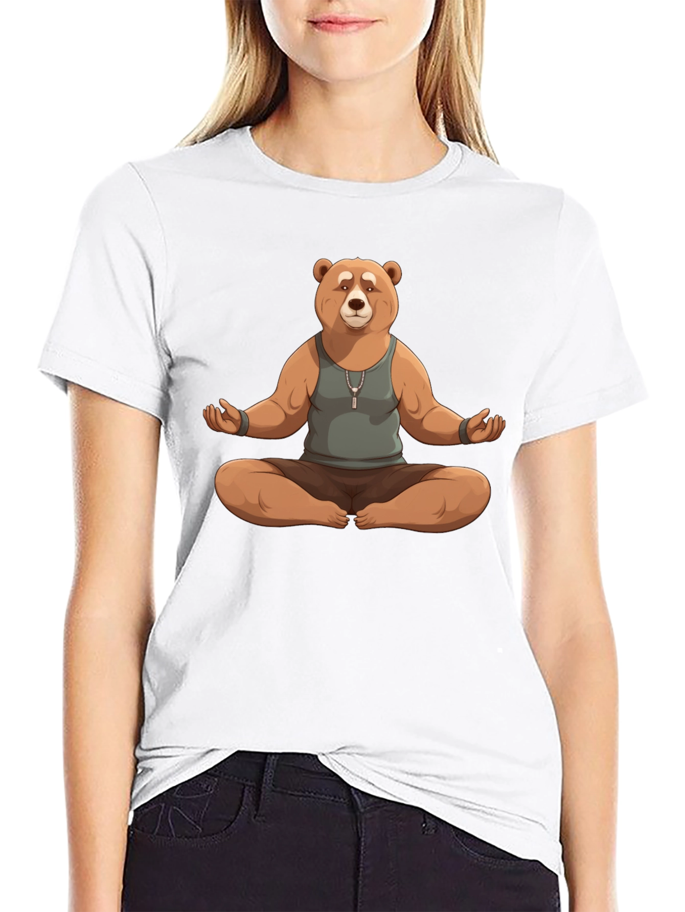 Black Meditating Bear Graphic Tee view 9