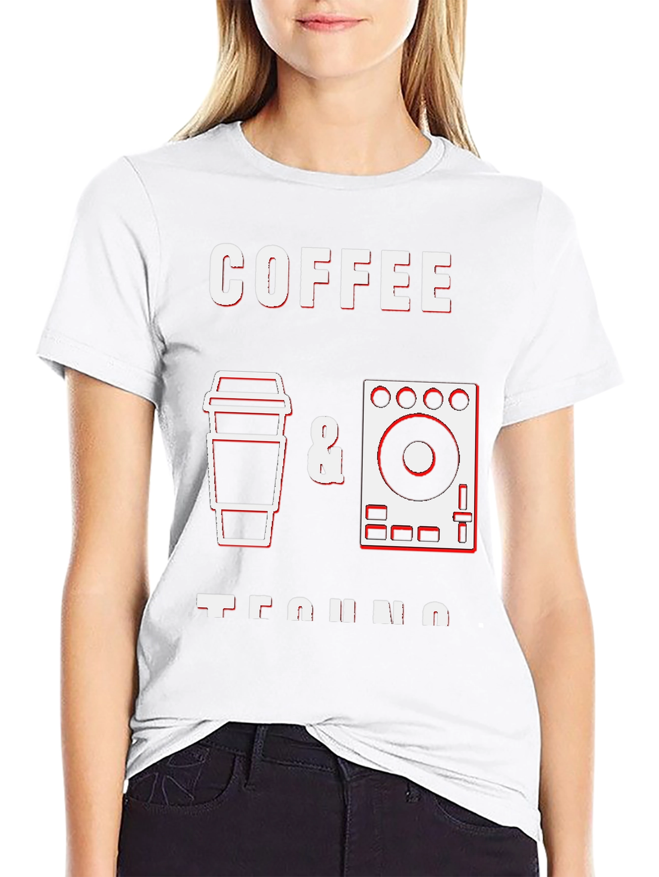 Black Coffee & Techno Graphic Tee - Black Crew Neck T-Shirt view 9