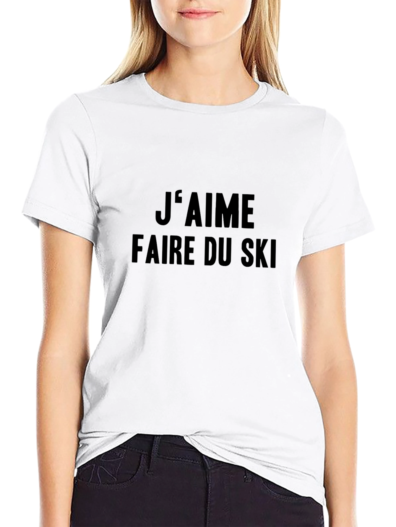 Black J'aime Faire du Ski T-Shirt - Skiing Lover Tee view 9