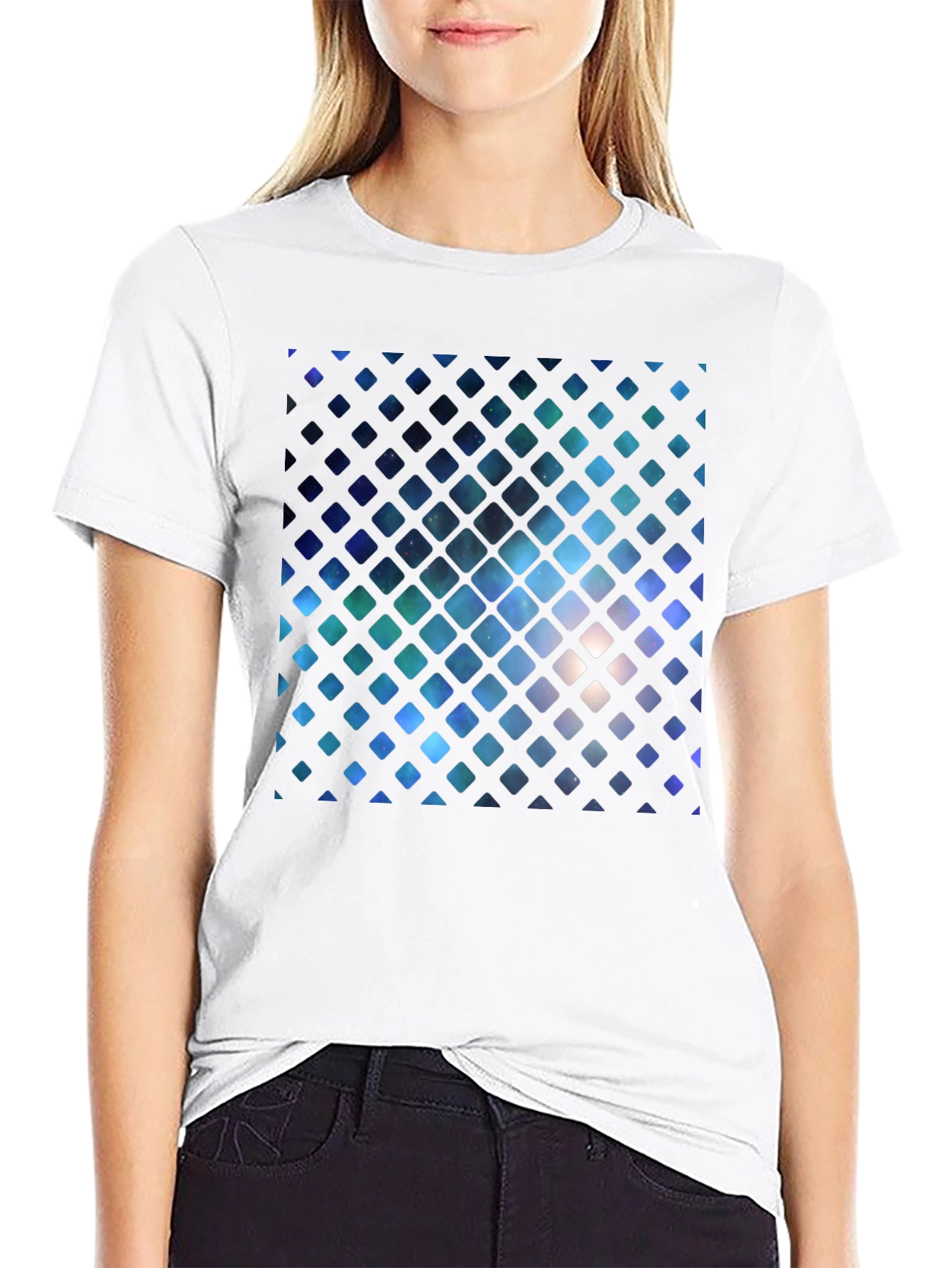 Black Galaxy Grid Graphic Tee view 9