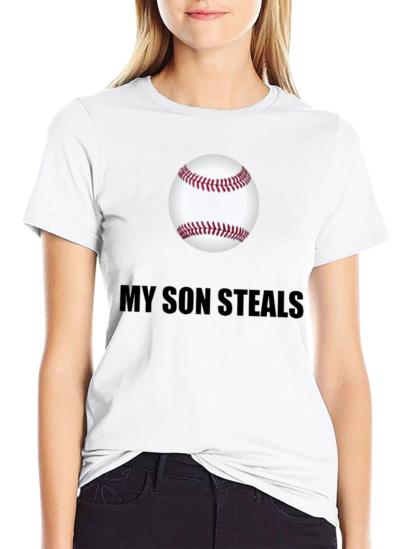 Black My Son Steals Baseball T-Shirt view 9