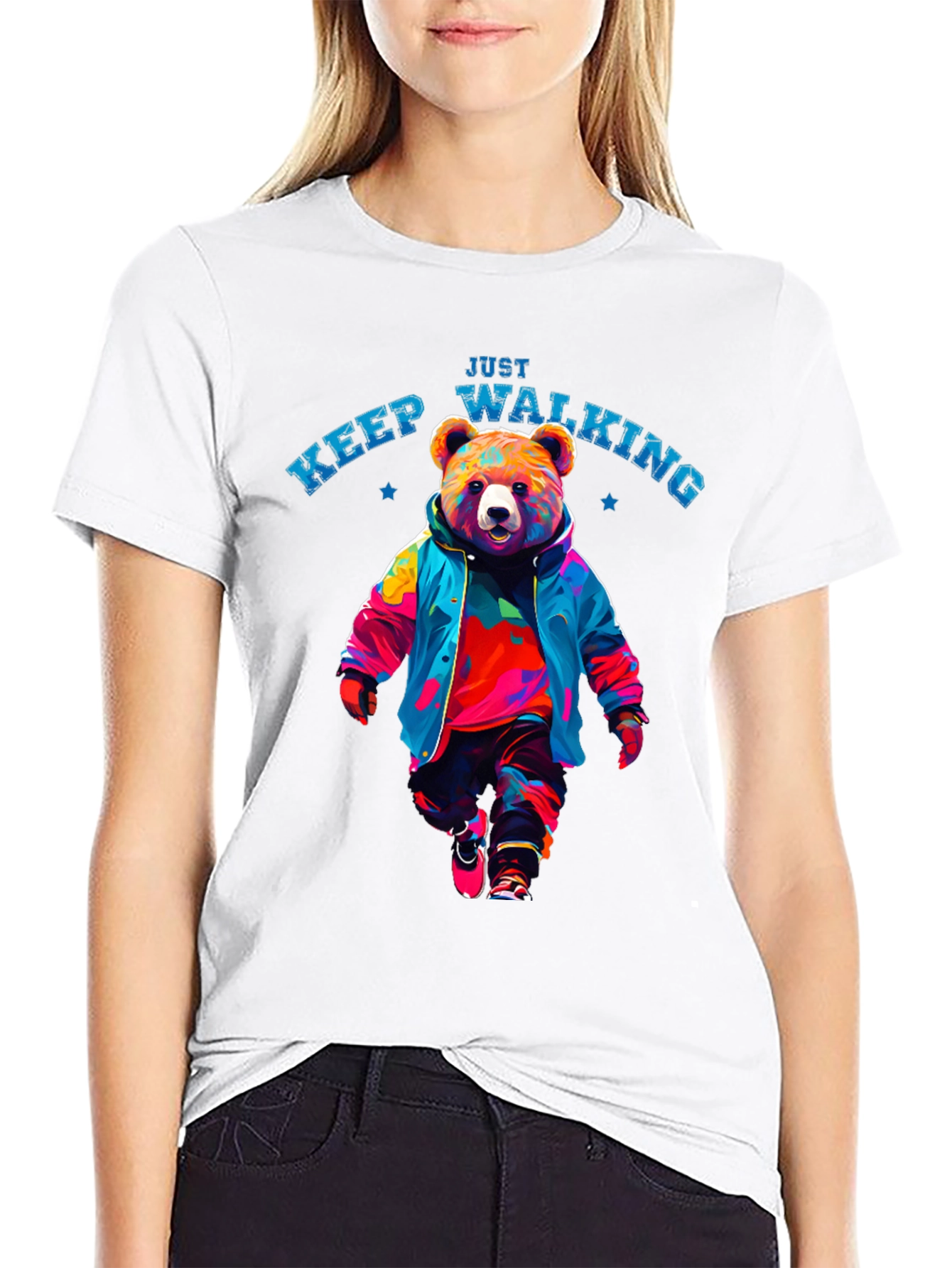 Black Just Keep Walking Bear T-Shirt view 9