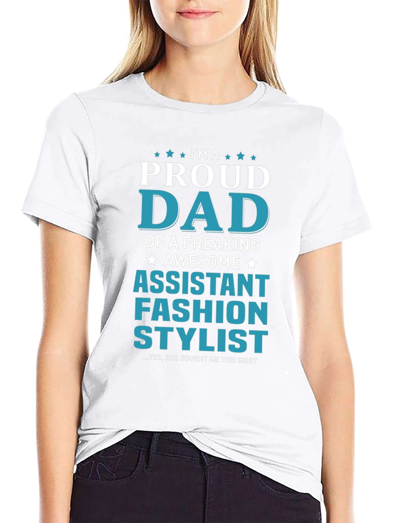 Black Proud Dad Assistant Fashion Stylist Graphic T-Shirt view 9