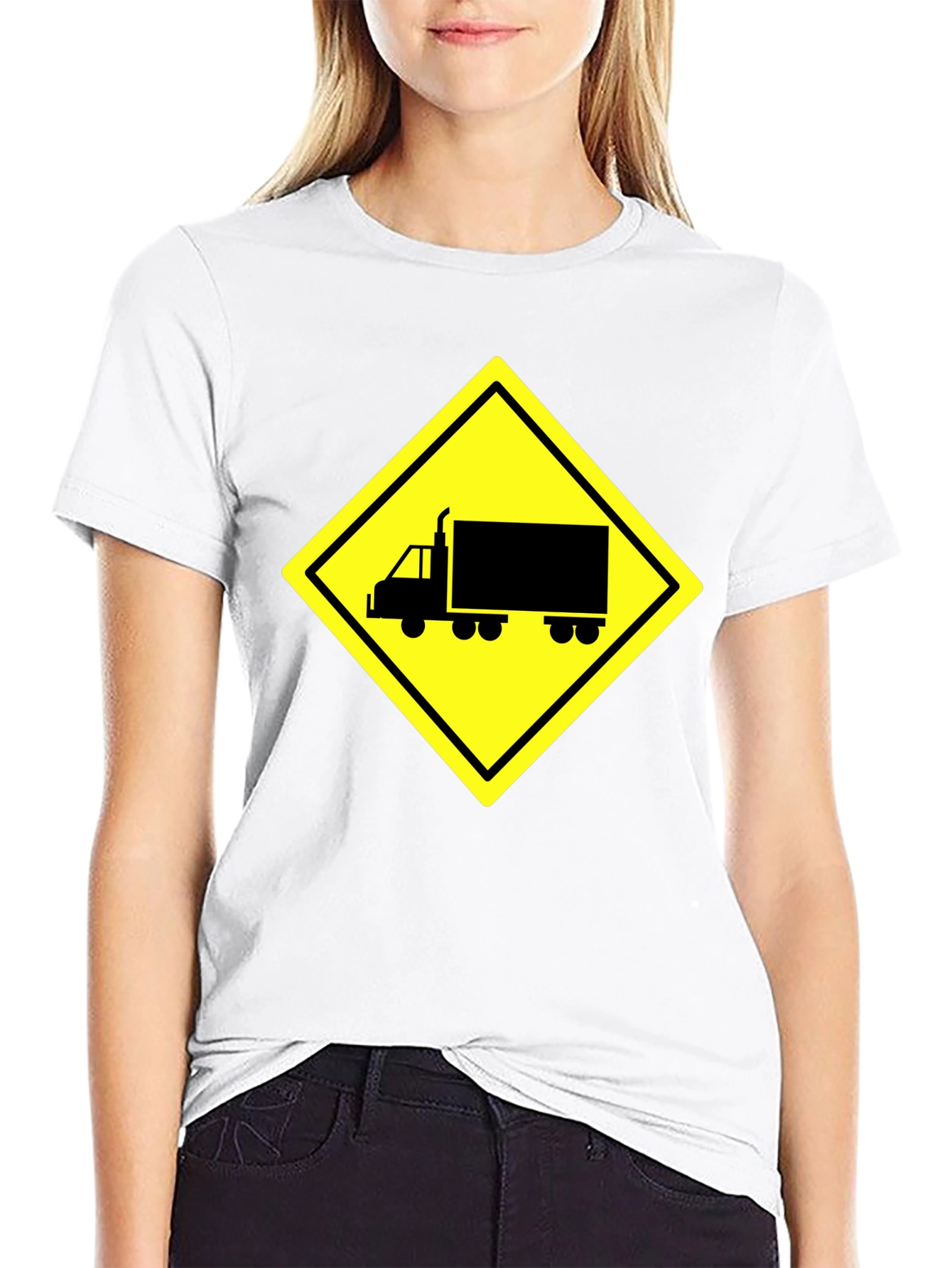 Black Truck Crossing Sign Graphic Tee - Black view 9