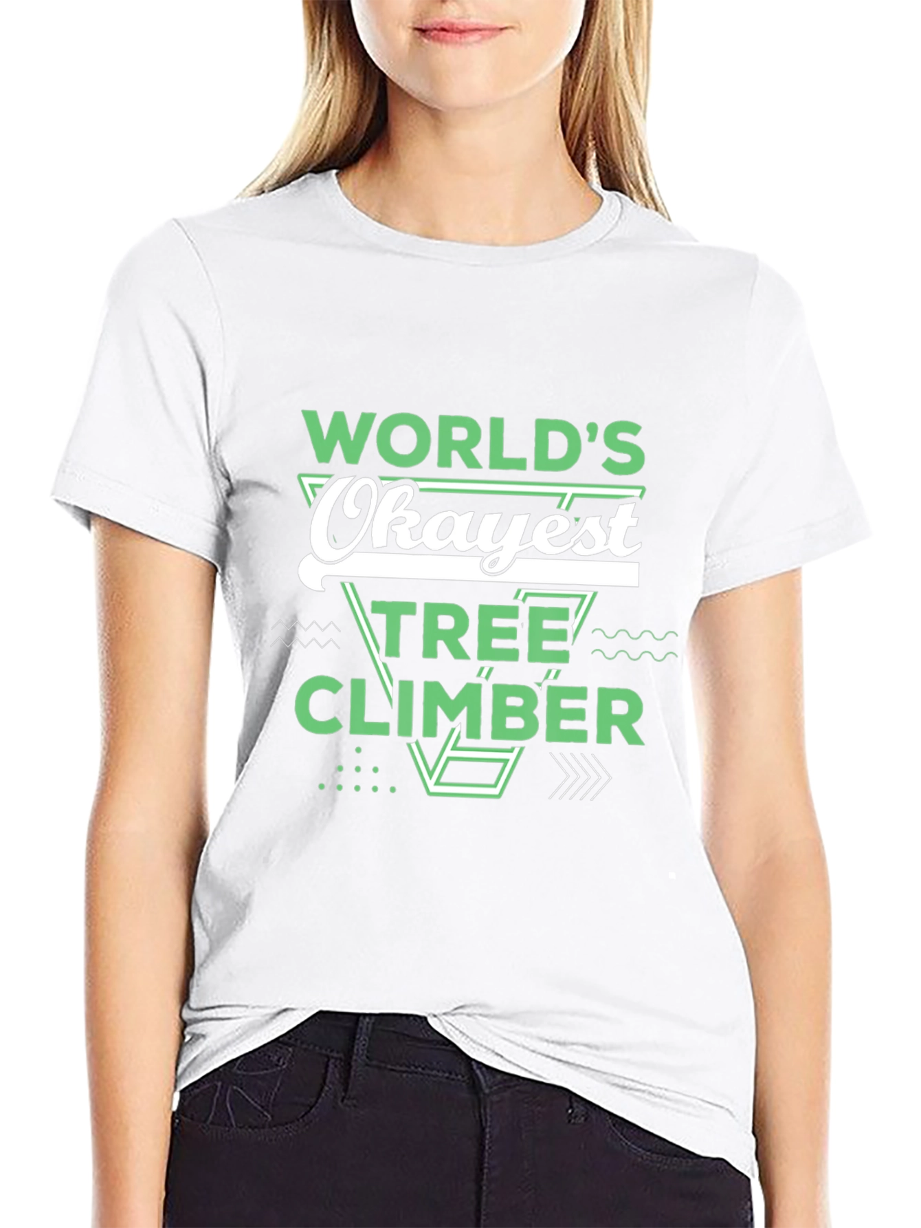 Black World's Okayest Tree Climber Black T-Shirt view 9