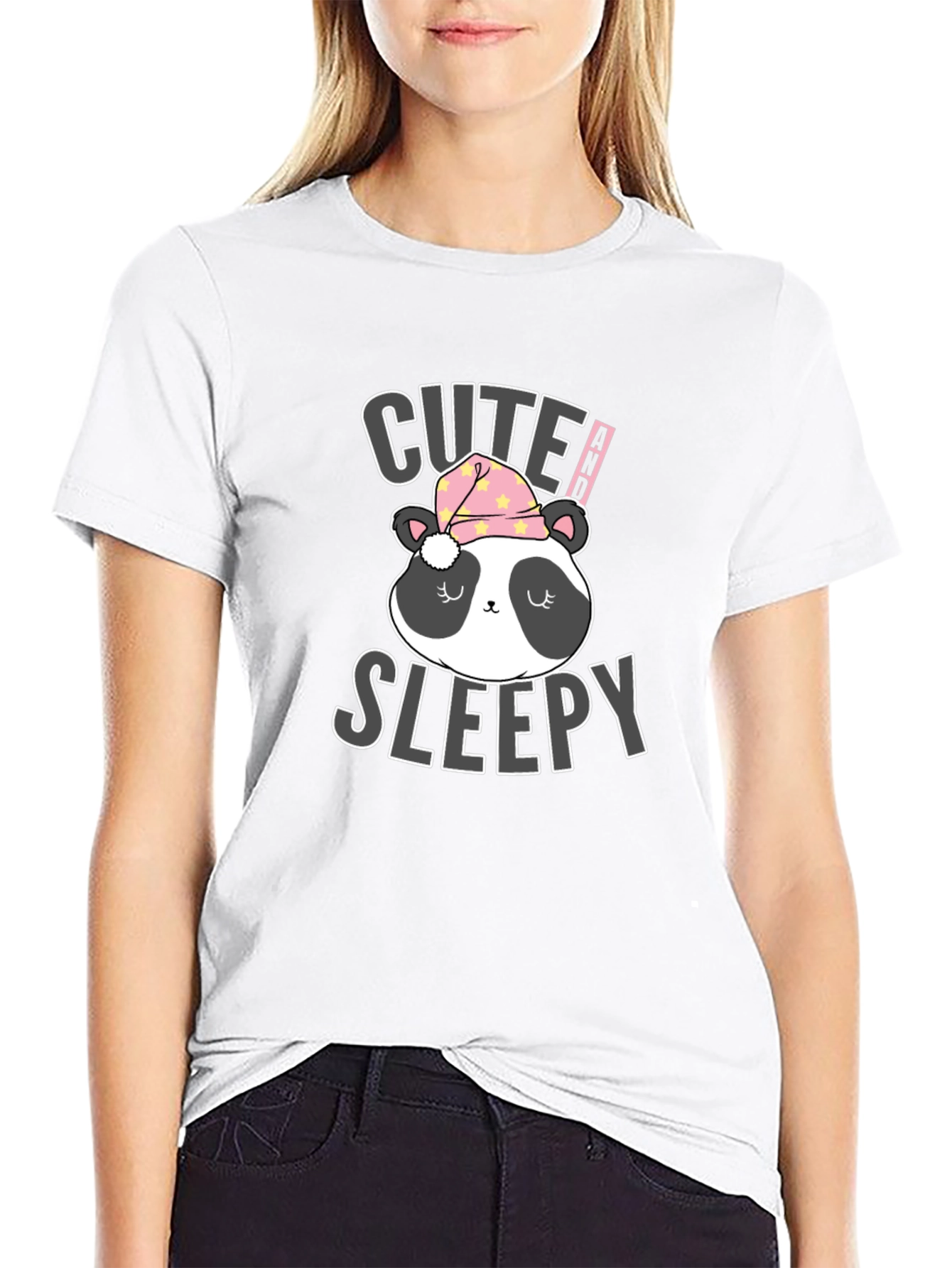 Black Cute Sleepy Panda T-Shirt view 9