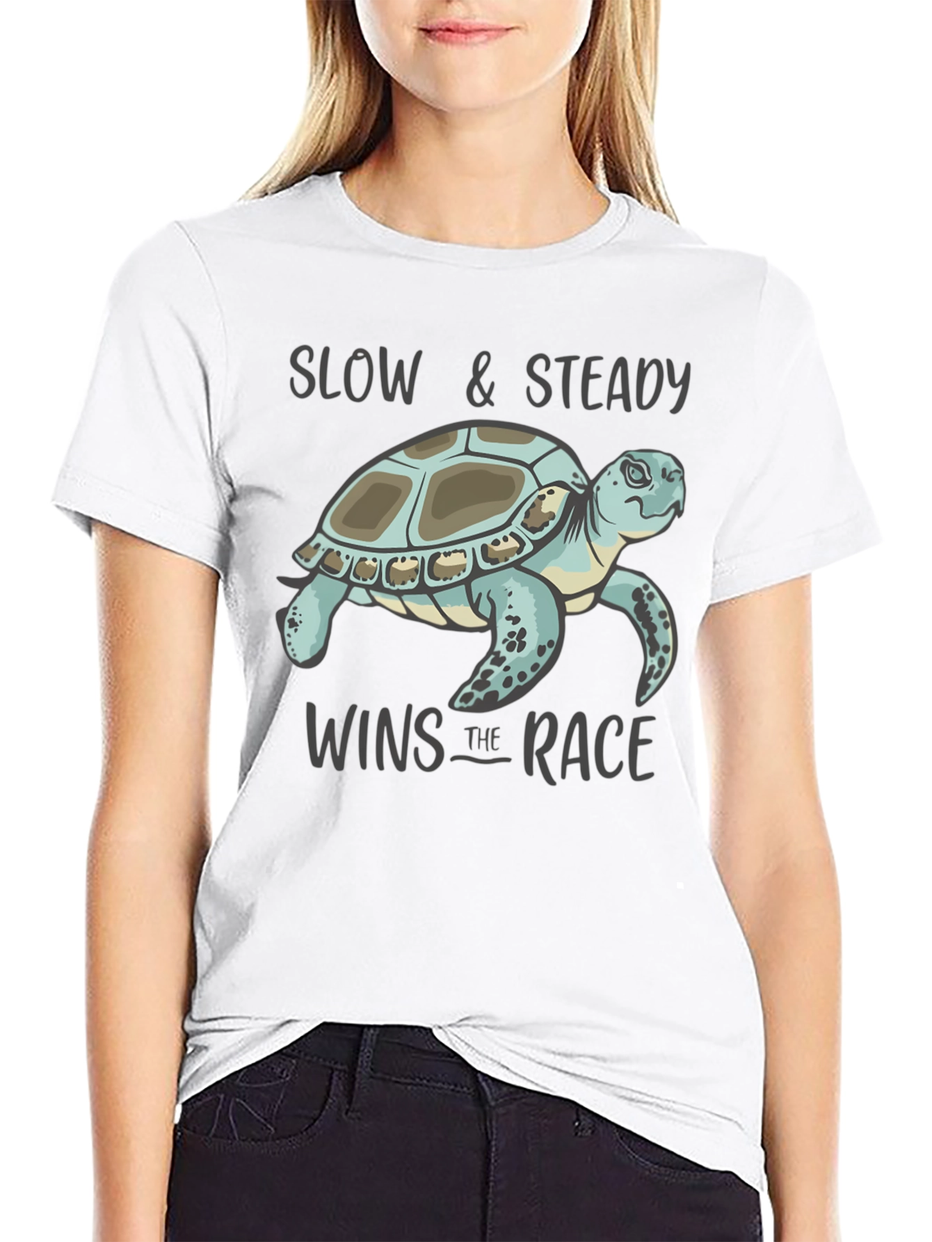 Black Slow & Steady Turtle Graphic T-Shirt view 9