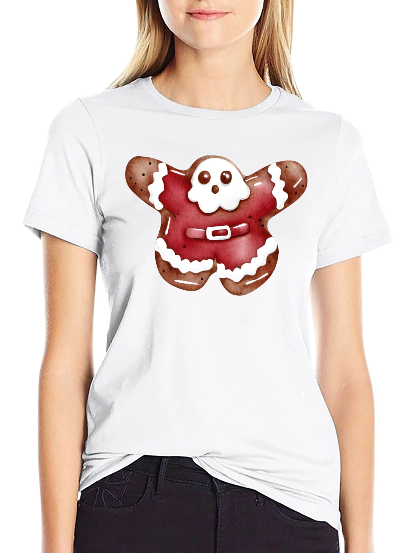 Black Gingerbread Ghost T-Shirt view 9