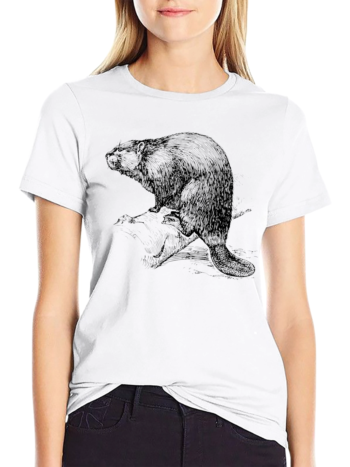 Black Beaver Graphic Tee - Black Cotton Blend view 9