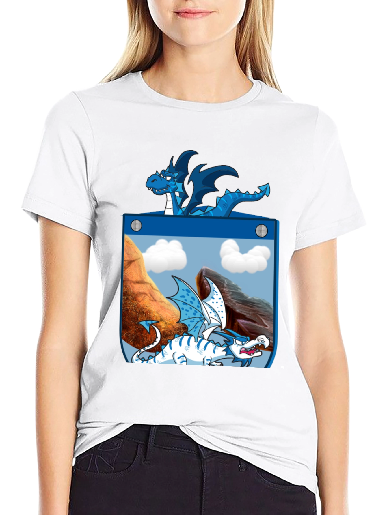 Black Dragon Pocket Graphic Tee - Fantasy Creature Design view 9
