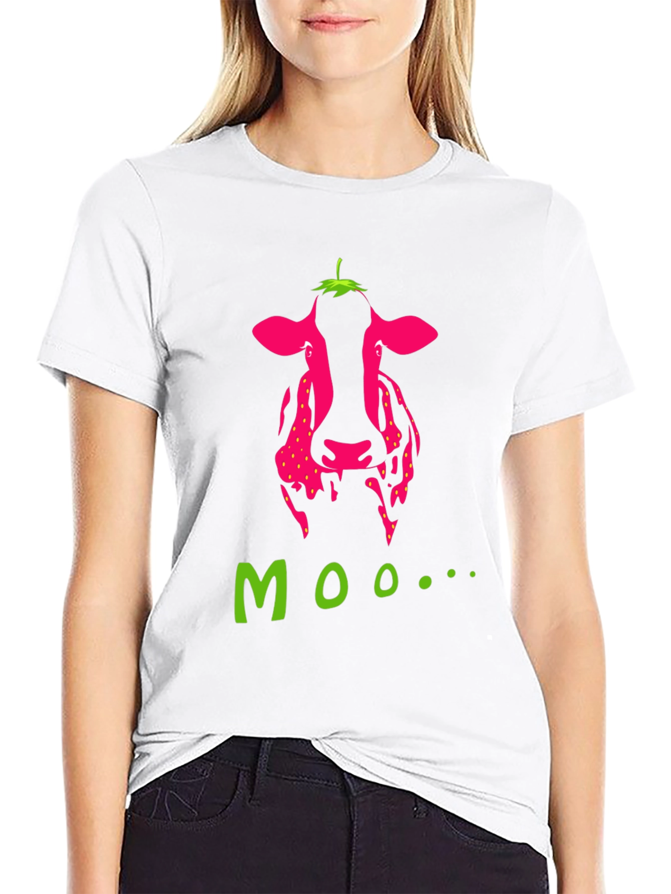 Black Strawberry Cow Moo Graphic T-Shirt - Novelty Tee view 9