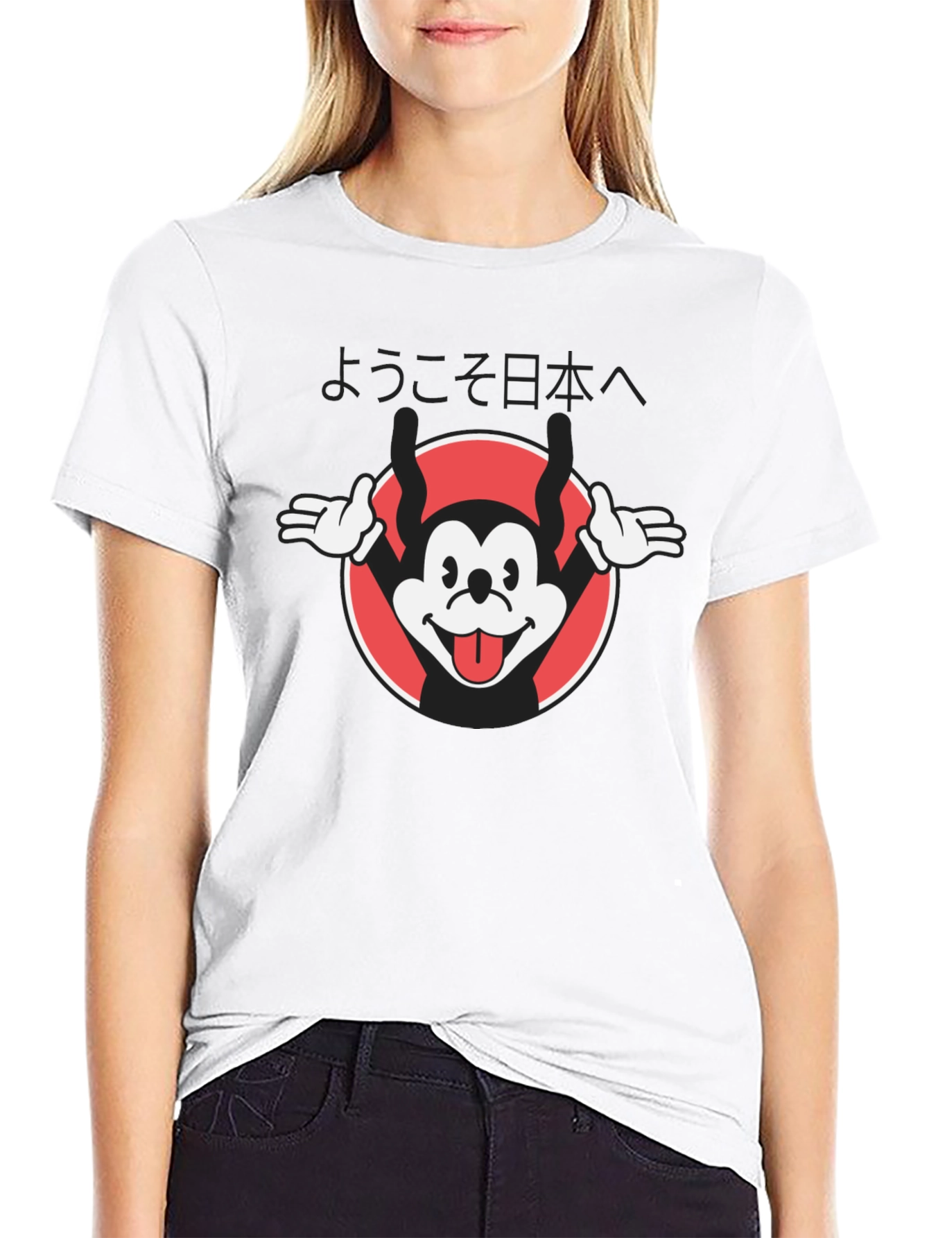 Black Retro Japanese Cartoon T-Shirt - Black view 9
