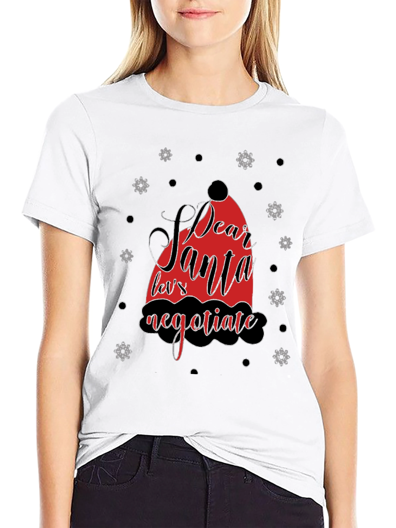 Black Dear Santa Negotiate Graphic Tee view 9