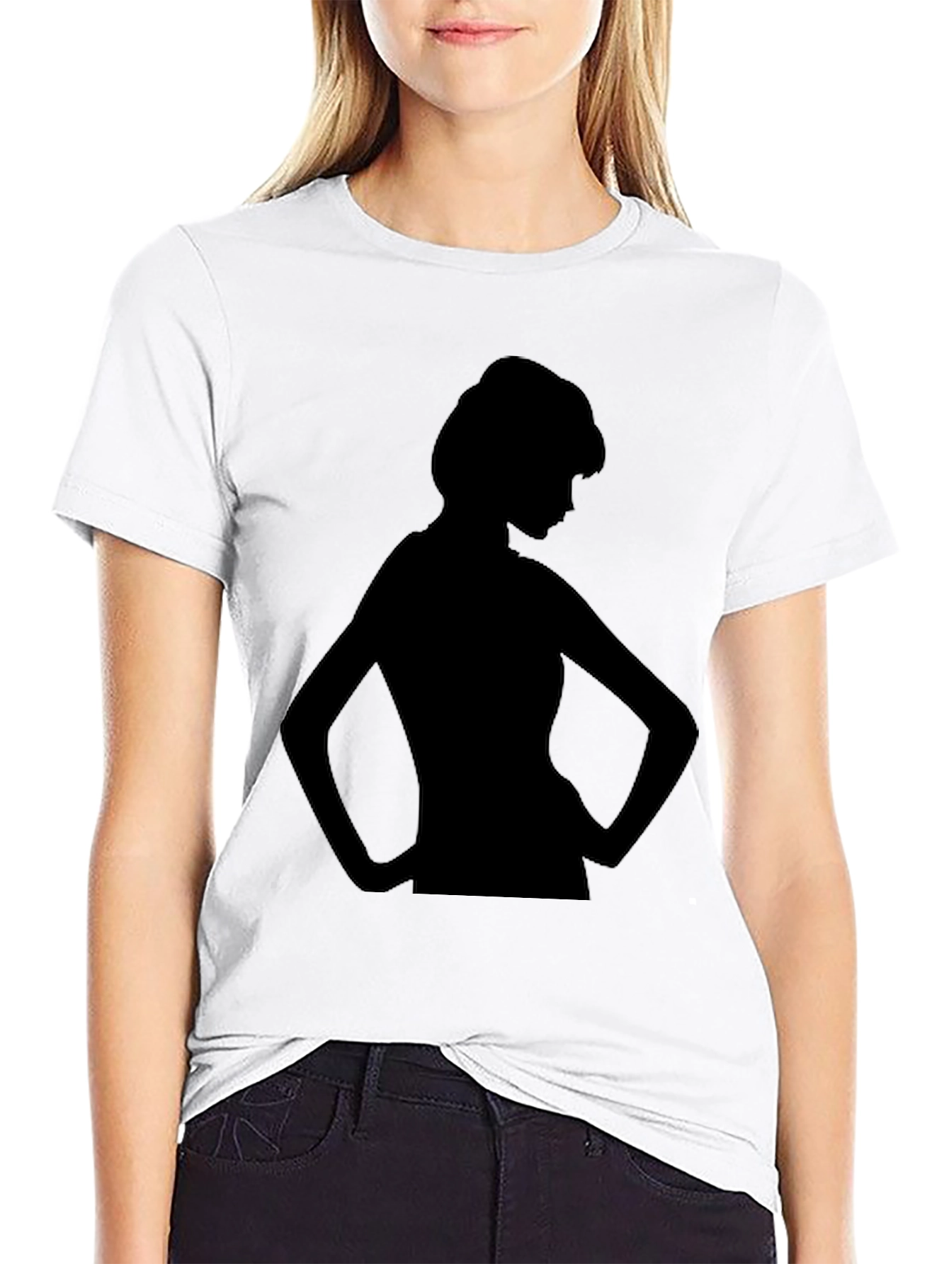 Black Silhouette Woman Graphic Tee - Black view 9
