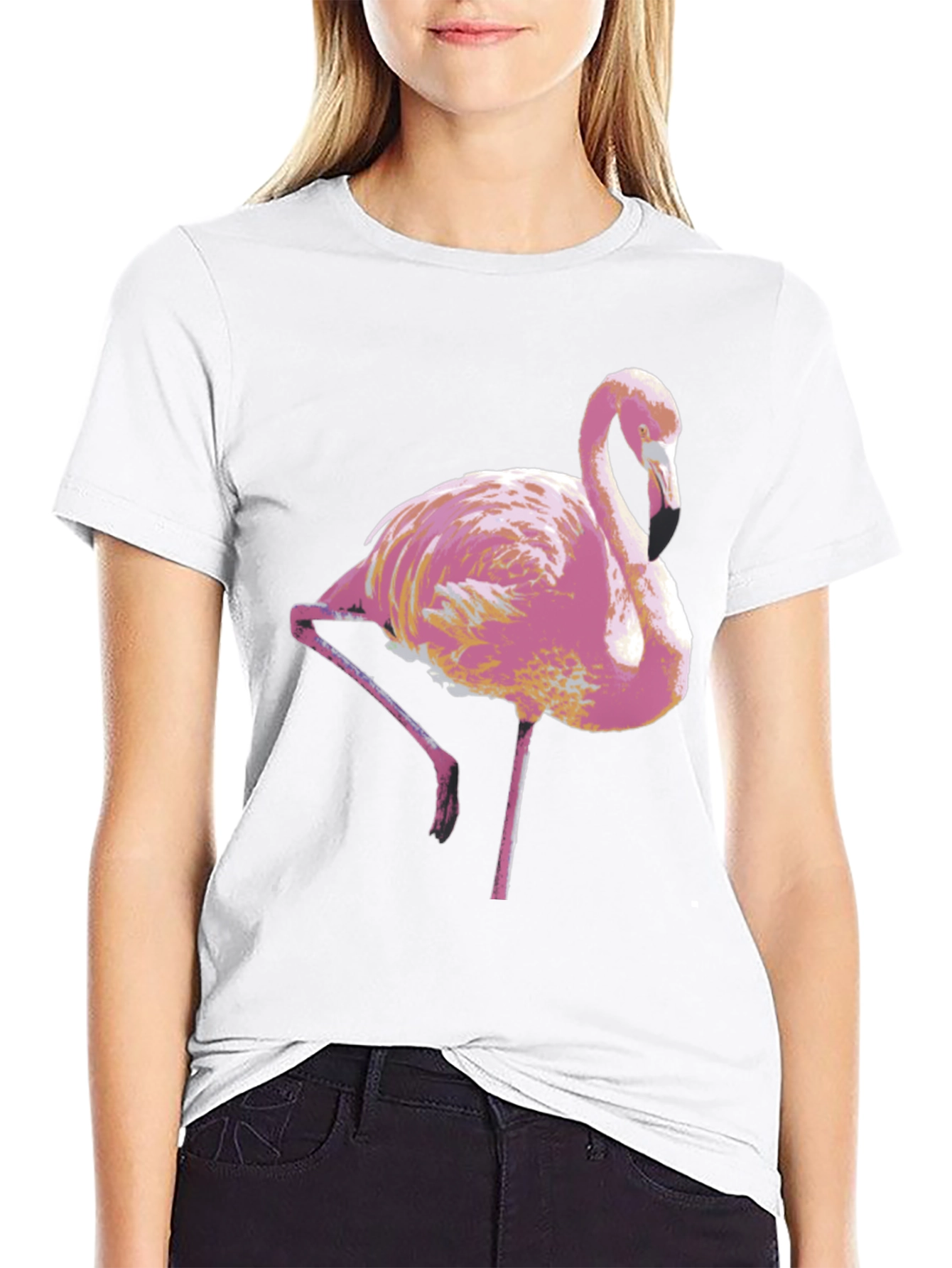 Black Pink Flamingo Graphic Tee - Stylish Men's T-Shirt view 9