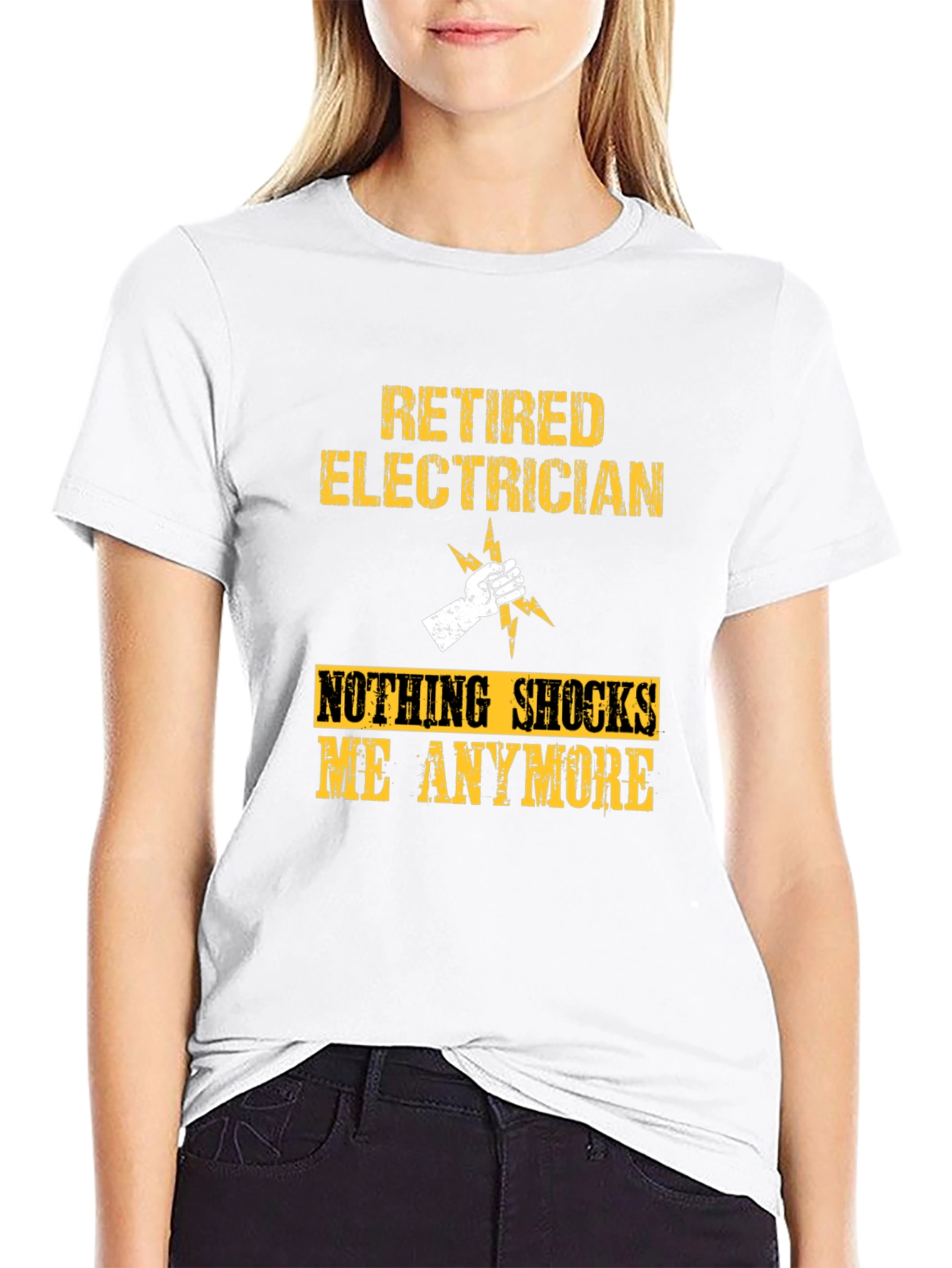 Black Retired Electrician T-Shirt - Nothing Shocks Me Anymore view 9