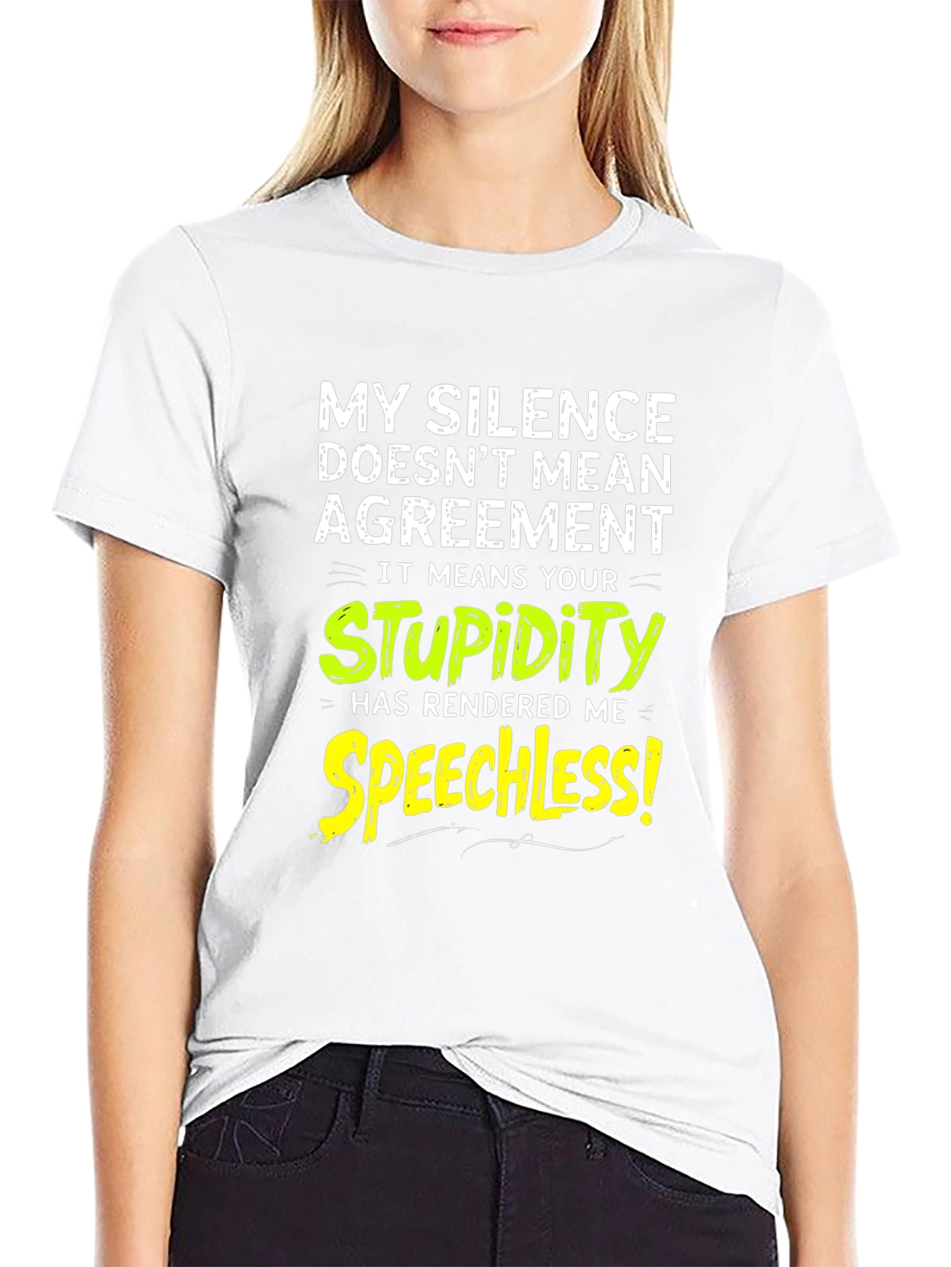 Black Funny Silence Means Stupidity Graphic T-Shirt view 9