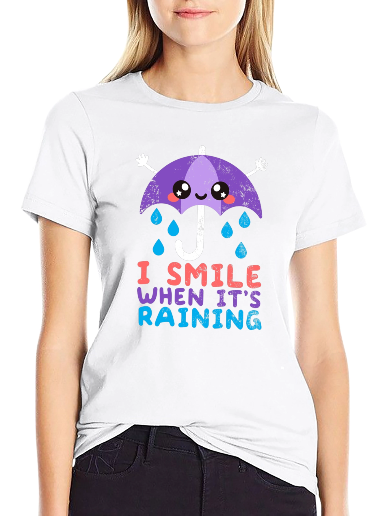 Black I Smile When It's Raining T-Shirt view 9