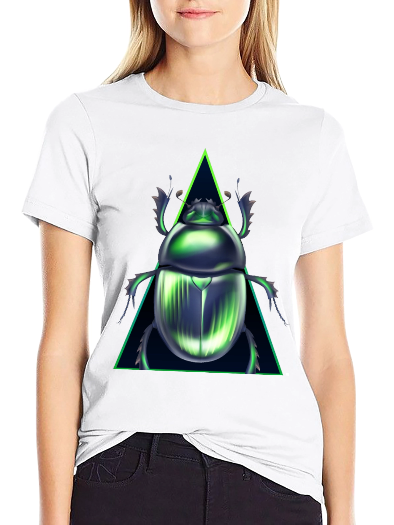 Black Emerald Scarab Beetle Graphic Tee view 9