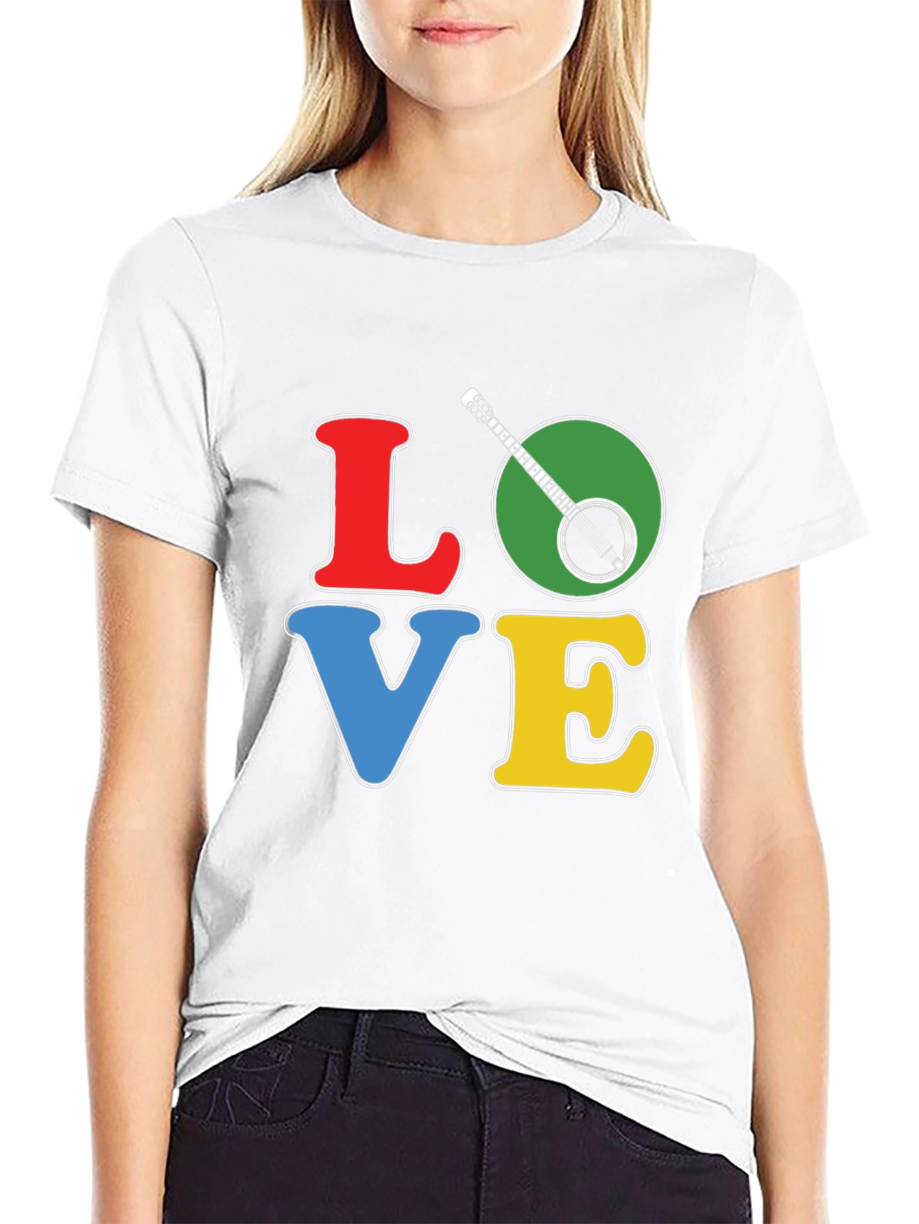 Black Banjo LOVE T-Shirt: Colorful Musical Tee view 9