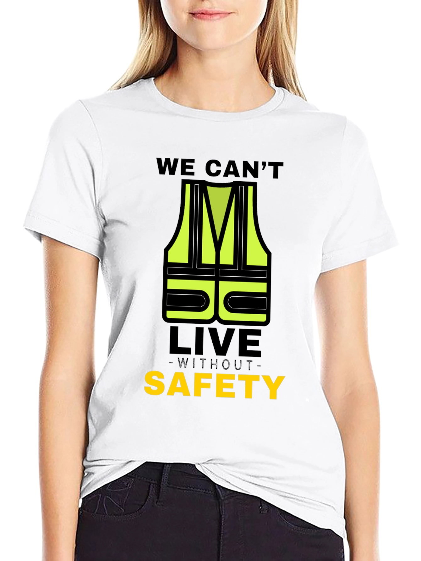 Black Safety First T-Shirt - High Visibility Graphic Tee view 9