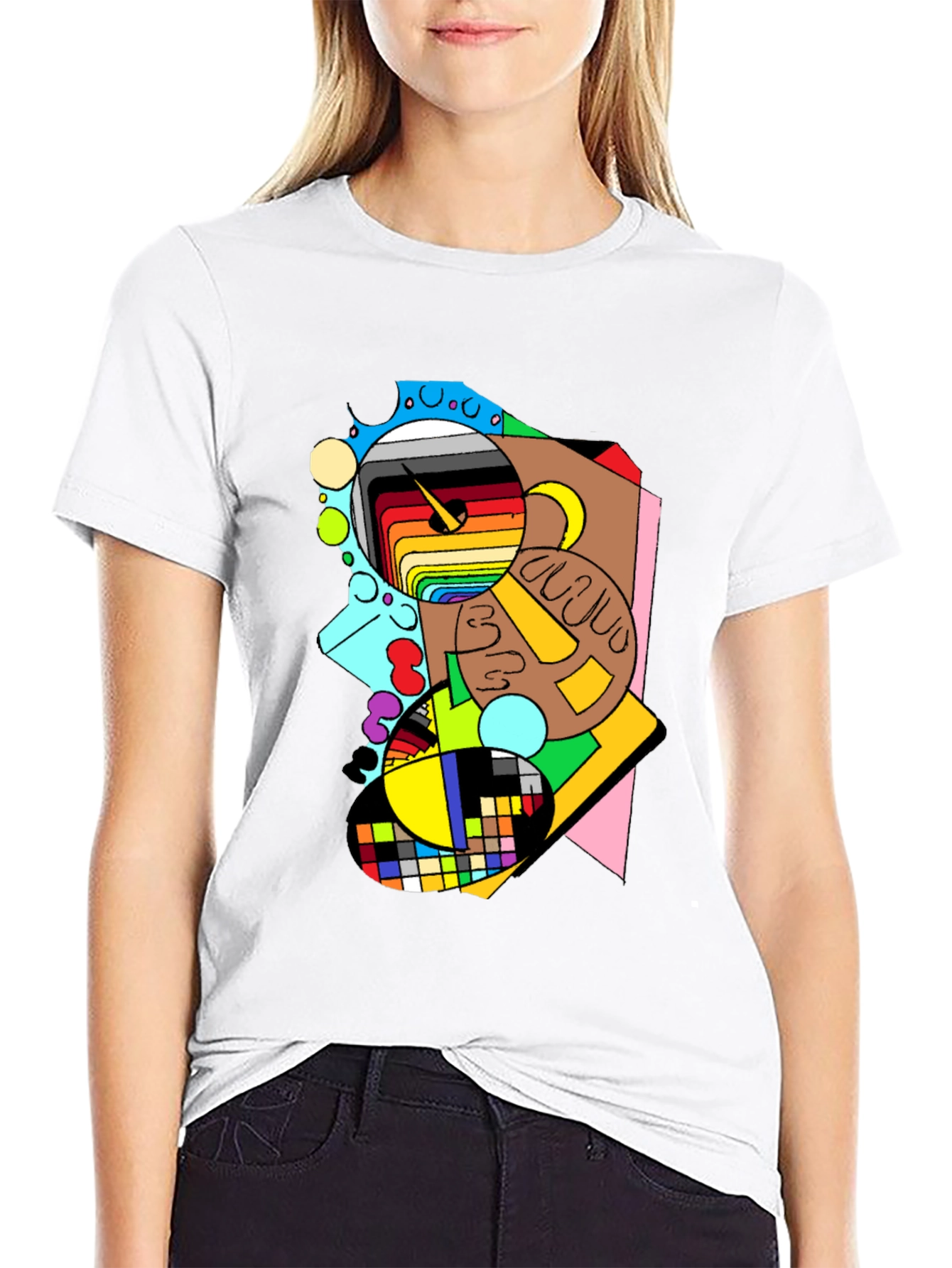 Black Abstract Graphic Print Black T-Shirt view 9