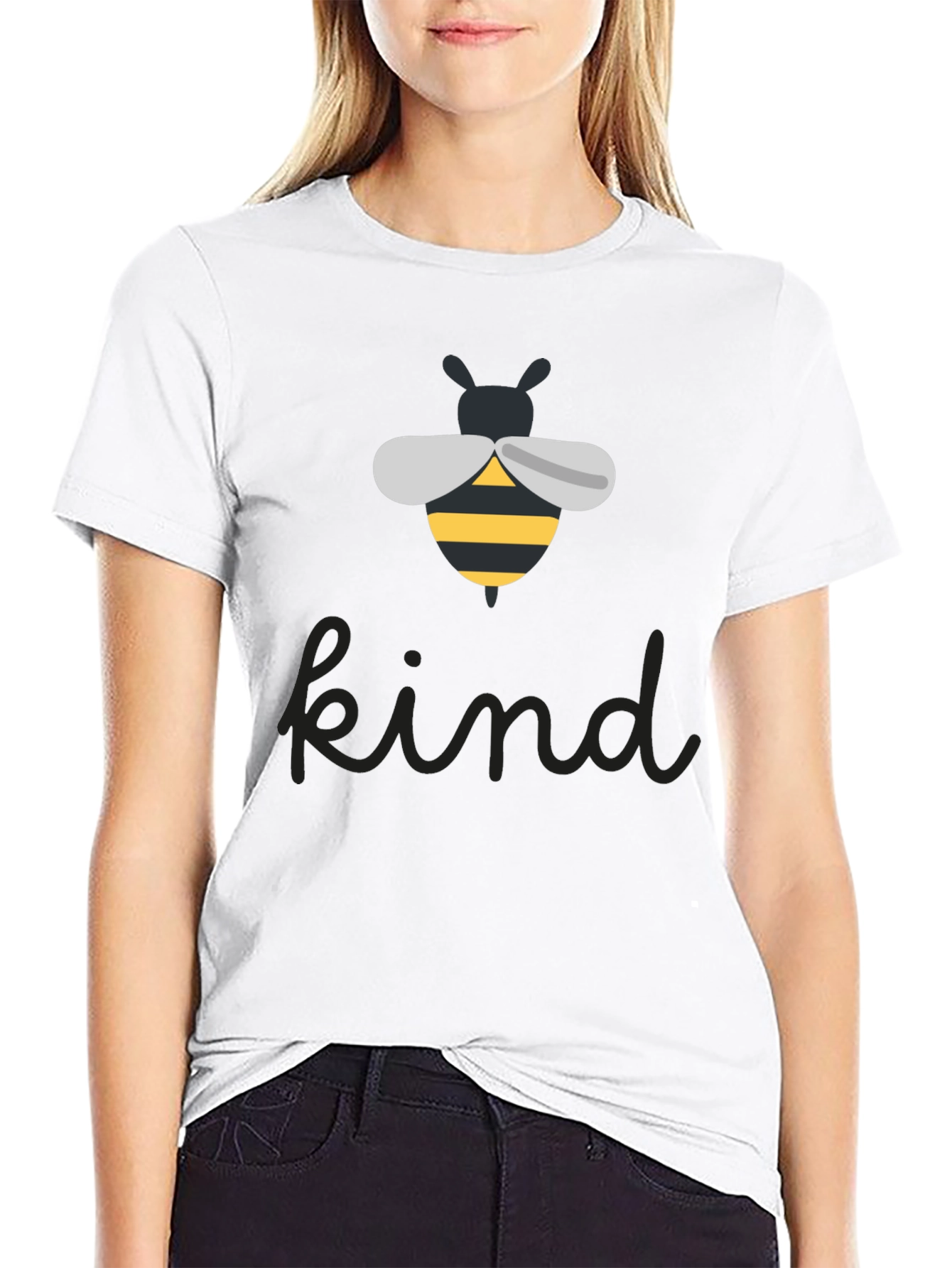 Black Bee Kind Graphic Tee - Unisex Black T-Shirt view 9