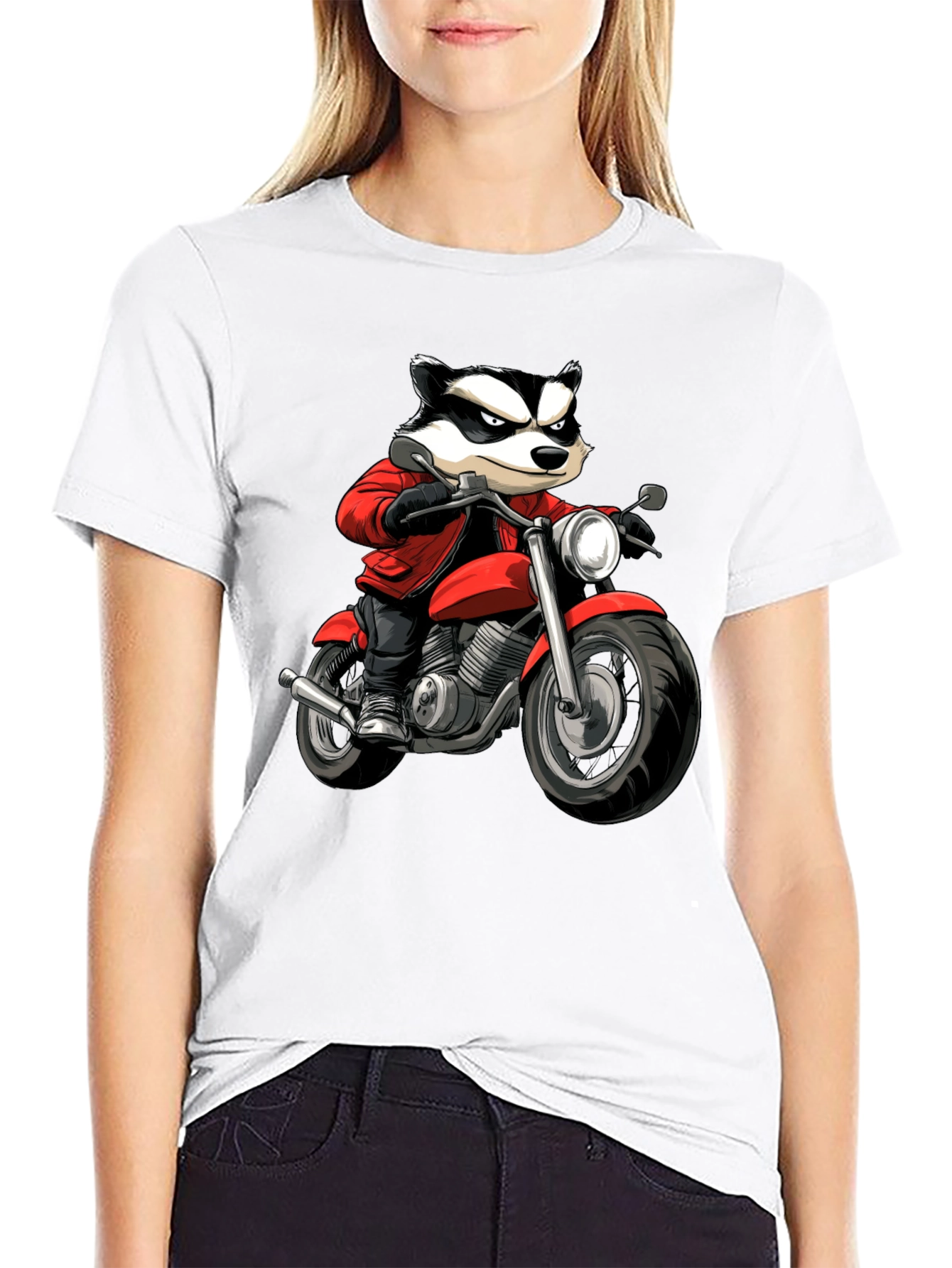 Black Badger Biker Graphic T-Shirt - Cool Cartoon Ride view 9