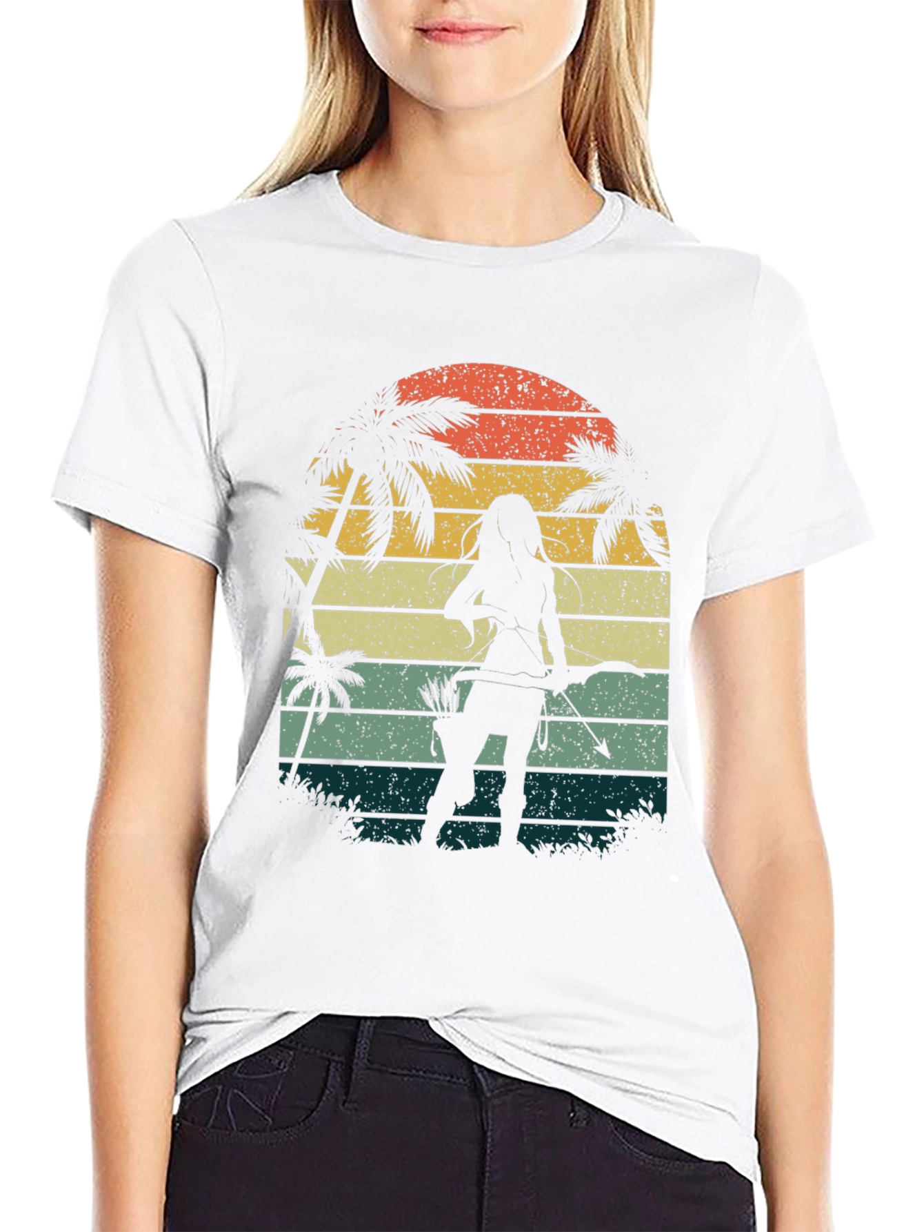 Retro Archer Tee - Tropical Sunset Design - 9