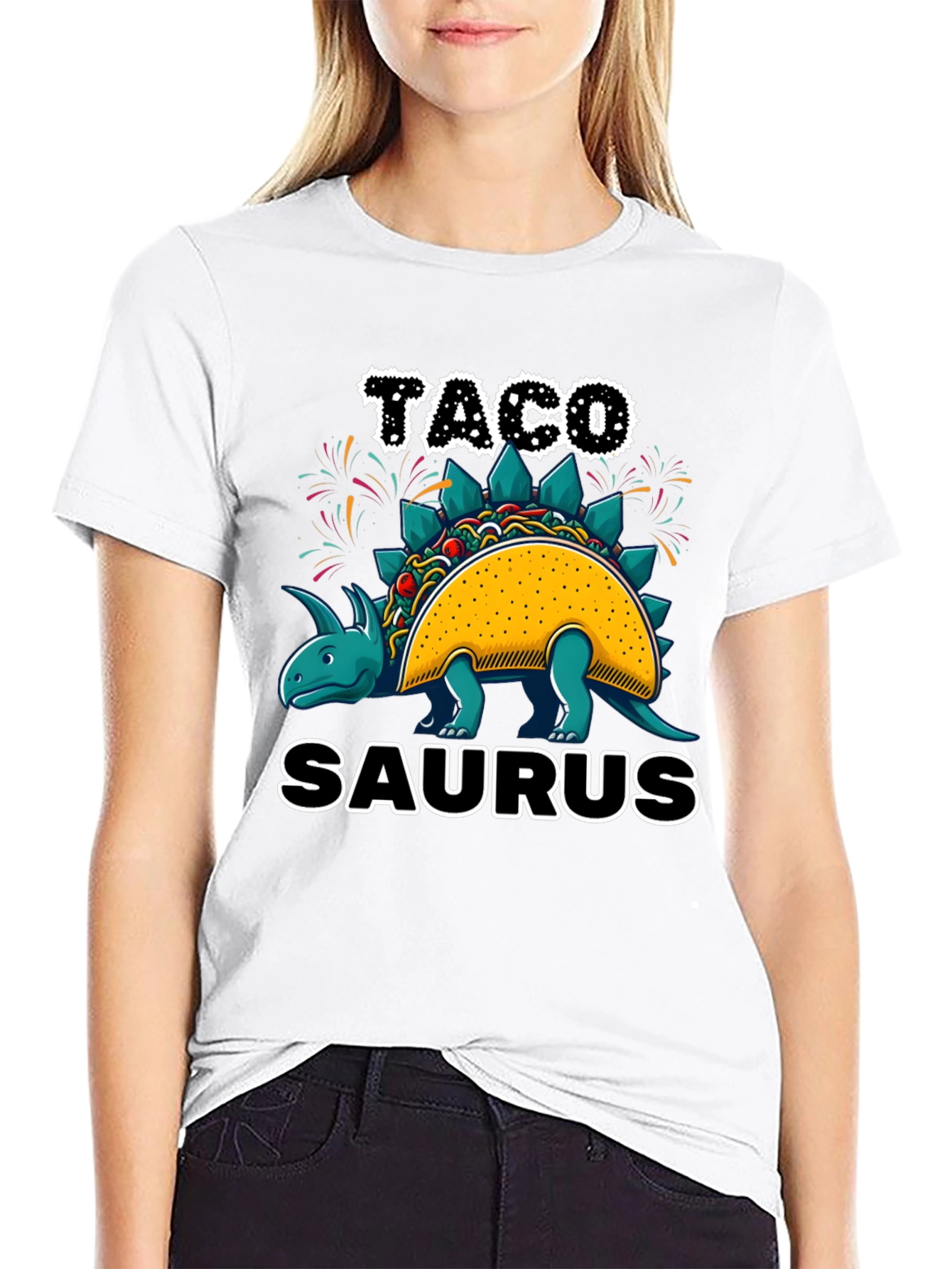 Black Taco-Saurus Black T-Shirt view 9