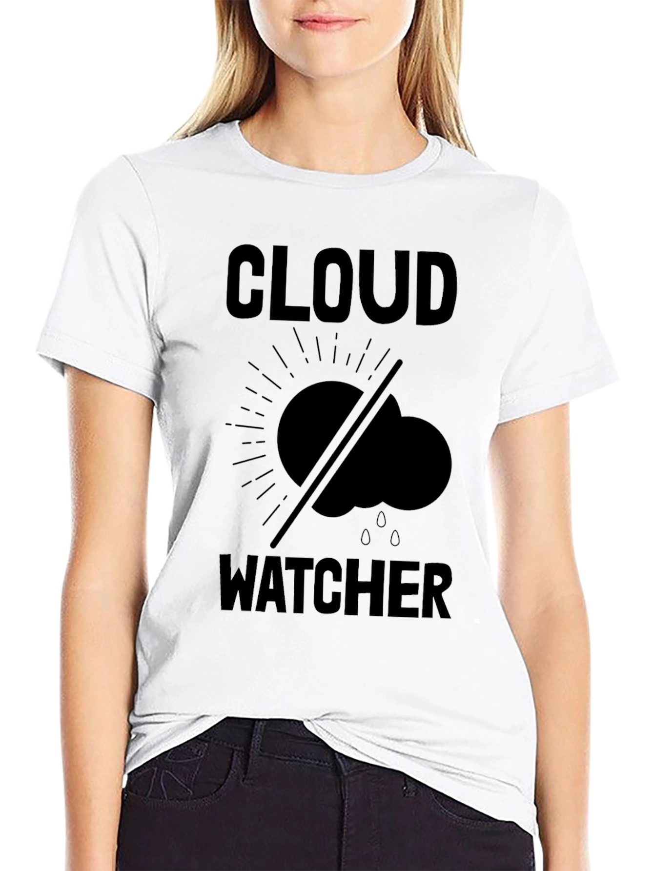 Black Cloud Watcher Graphic T-Shirt - Black view 9
