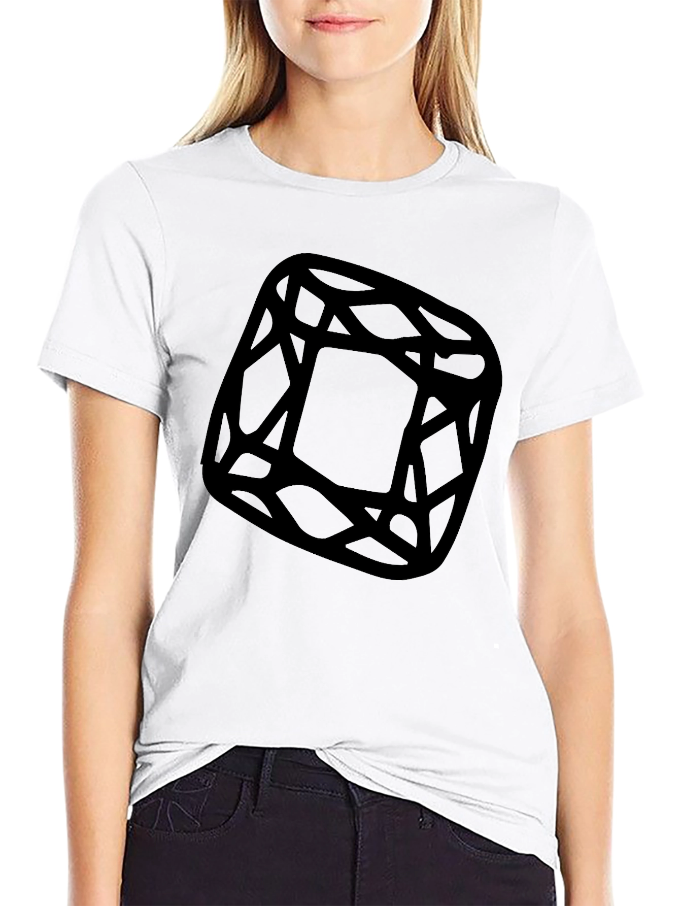 Black Geometric Graphic Black T-Shirt view 9