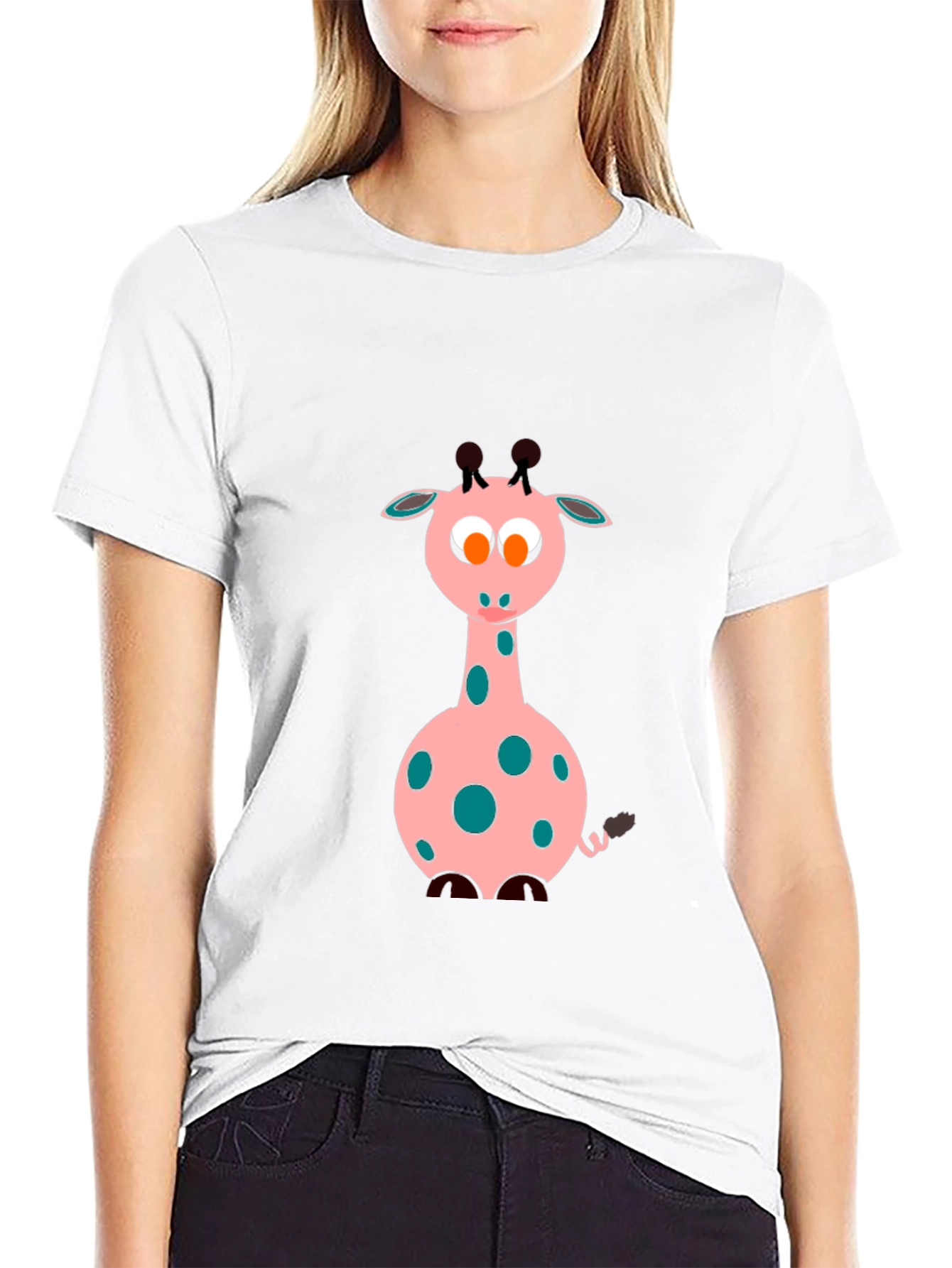 Black Cartoon Giraffe Black T-Shirt view 9