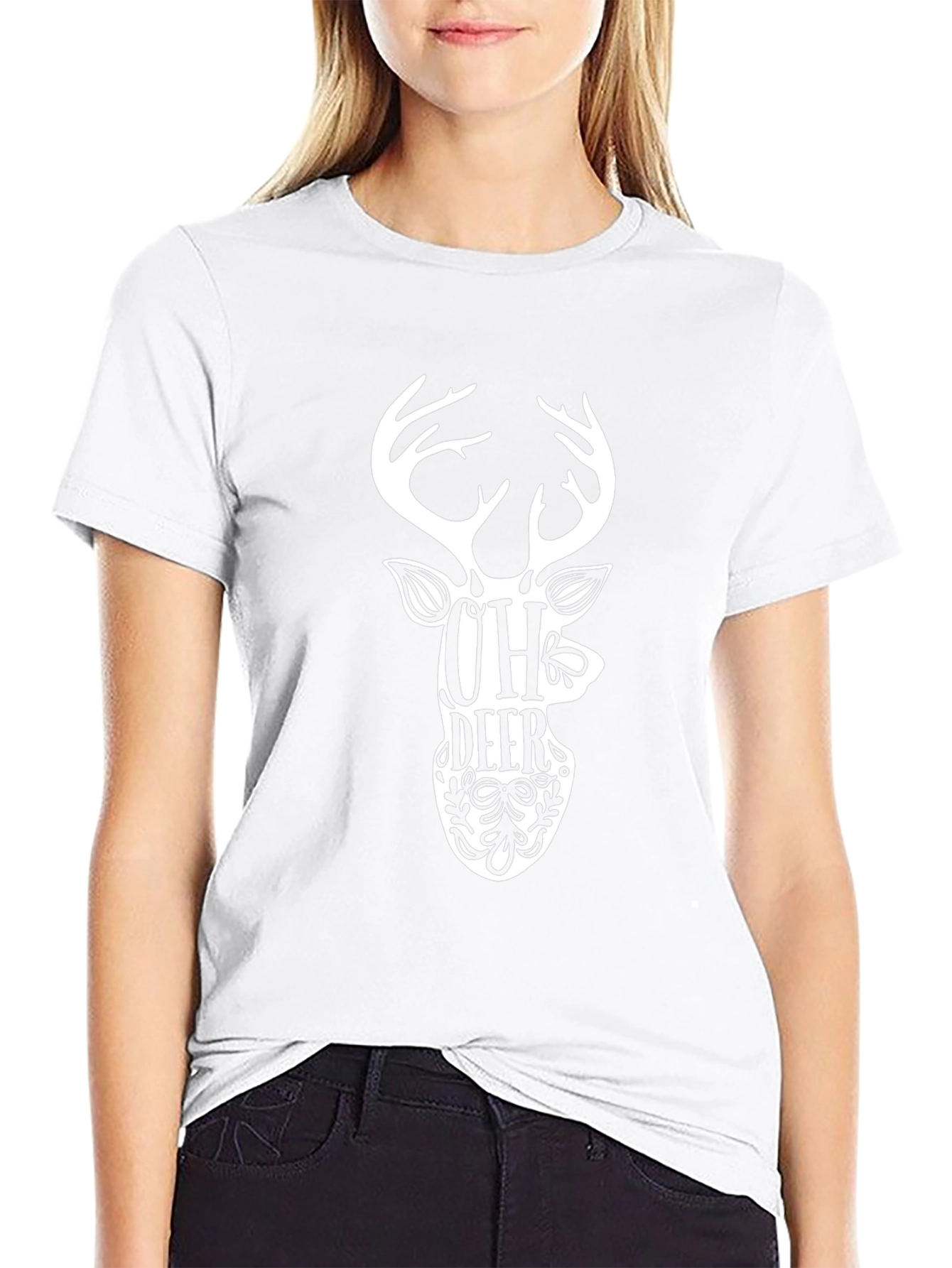 Black Oh Deer Graphic Tee - Black Cotton T-Shirt view 9