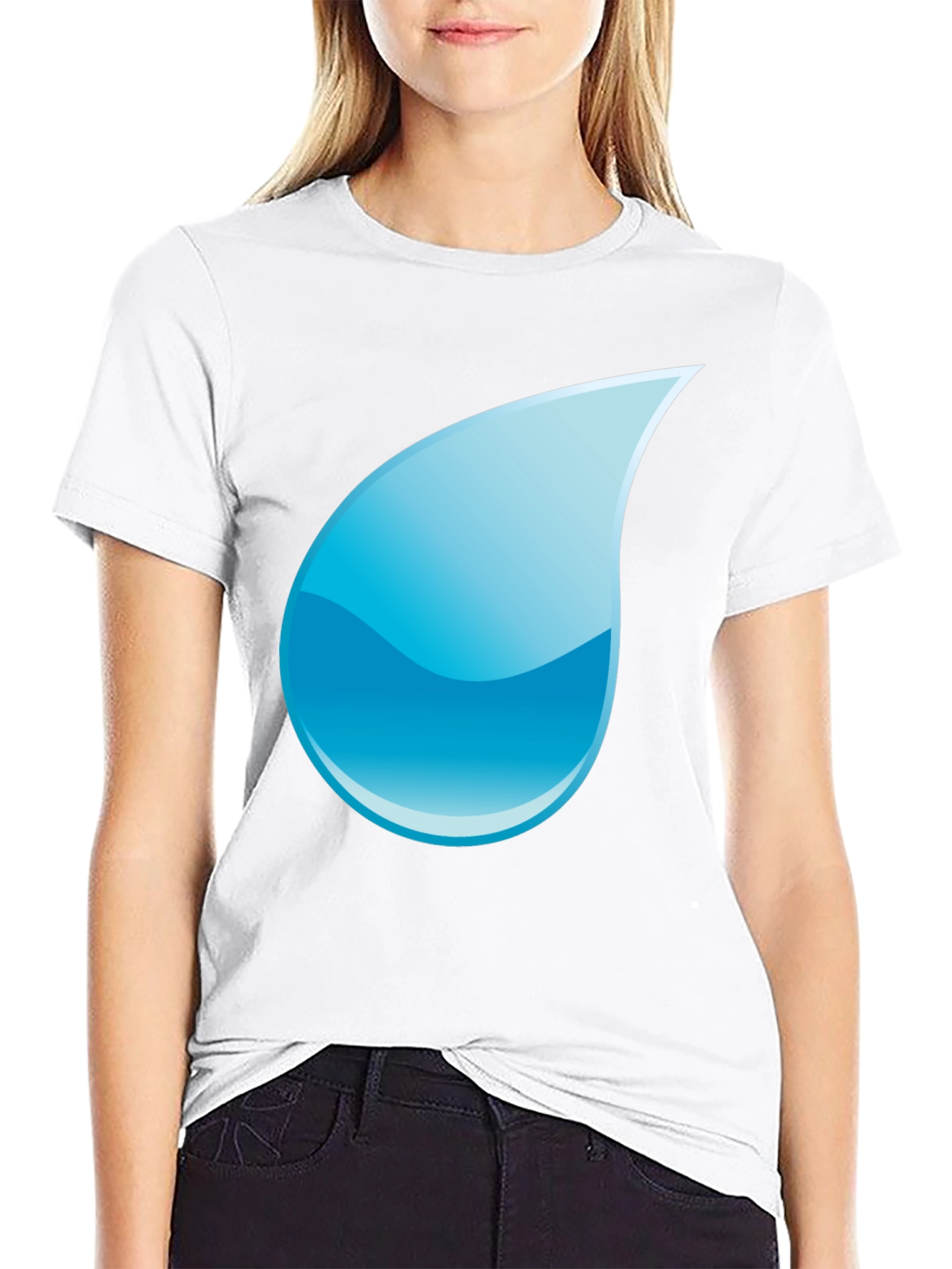 Black Black T-Shirt with Water Drop Design view 9